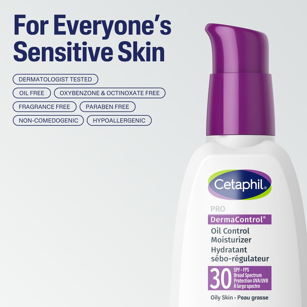 Cetaphil PRO DermaControl Face Sunscreen SPF 30, Oil Control Moisturizer for Oily Sensitive Skin, Broad Spectrum Matte Finish with Zinc Complex, Dermatologist Recommended, 120ml ๐ All In One Marketplace Canada