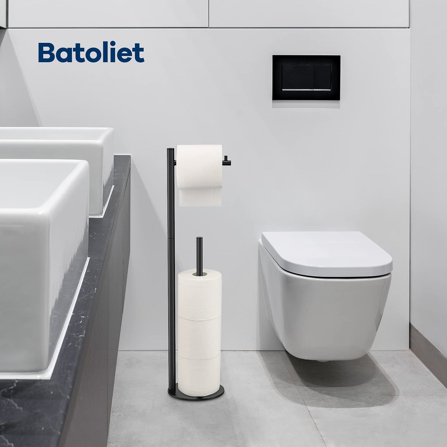 Toilet Paper Holder Stand, Bathroom Toilet Paper Roll Holder Stand with Reserve, Standing Toilet Paper Holder with Storage ๐ All In One Marketplace Canada