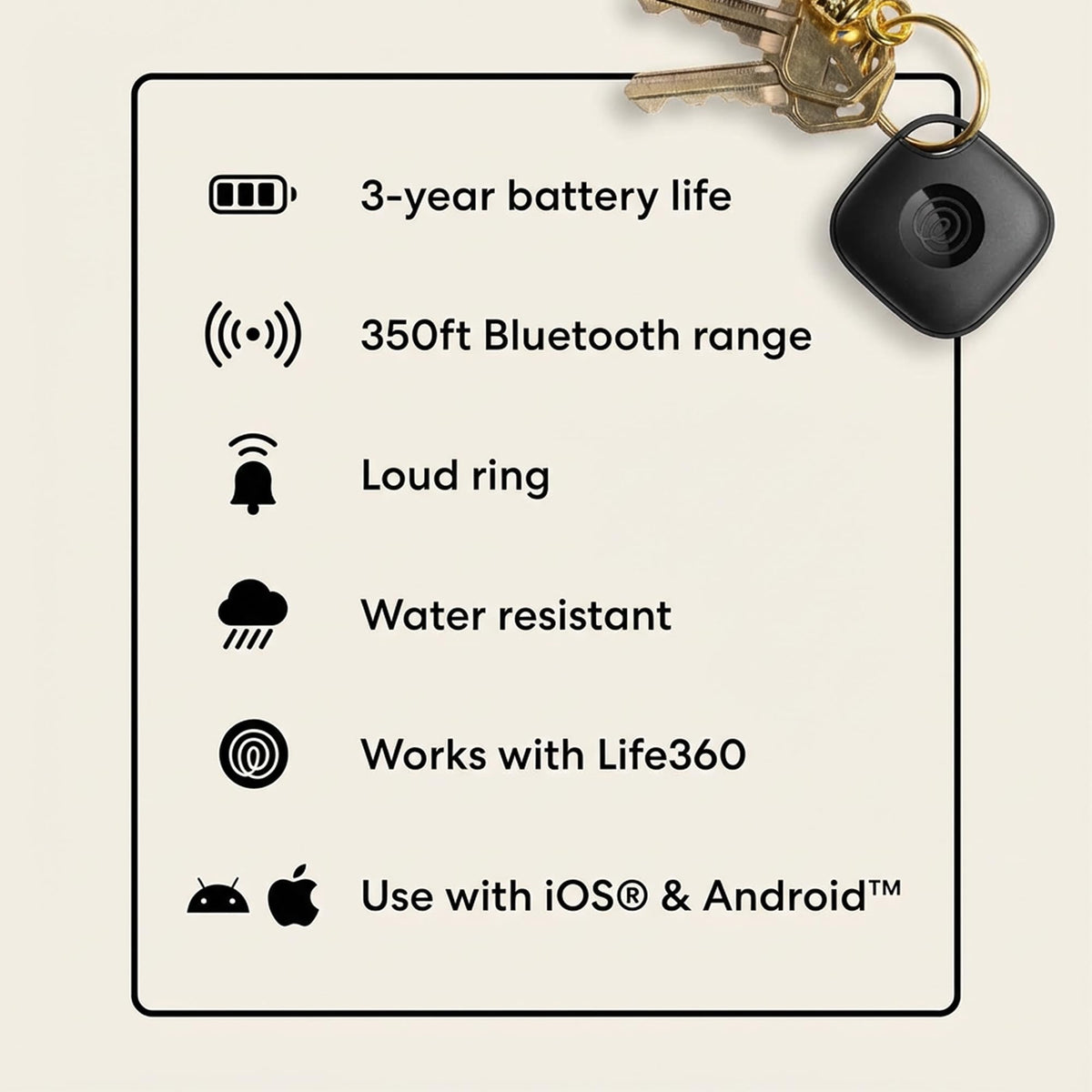 Life360 Tile - Bluetooth Tracker, Keys Finder and Item Locator for Keys, Bags and More. Phone Finder. Both iOS and Android Compatible. 1-Pack (Black) ๐ All In One Marketplace Canada