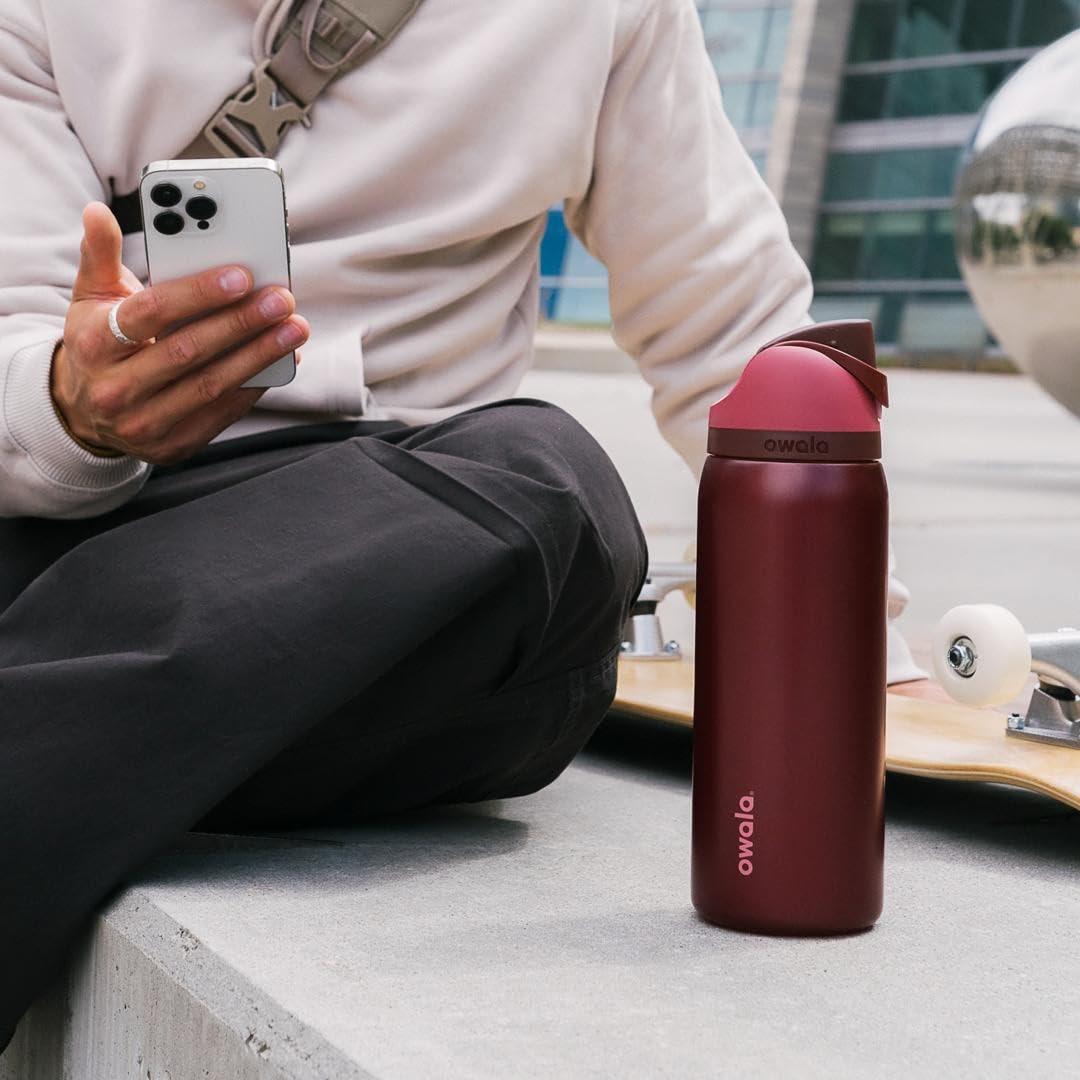 Owala FreeSip - Stainless Steel - 32-oz. - Red Black Cherry ๐ All In One Marketplace Canada