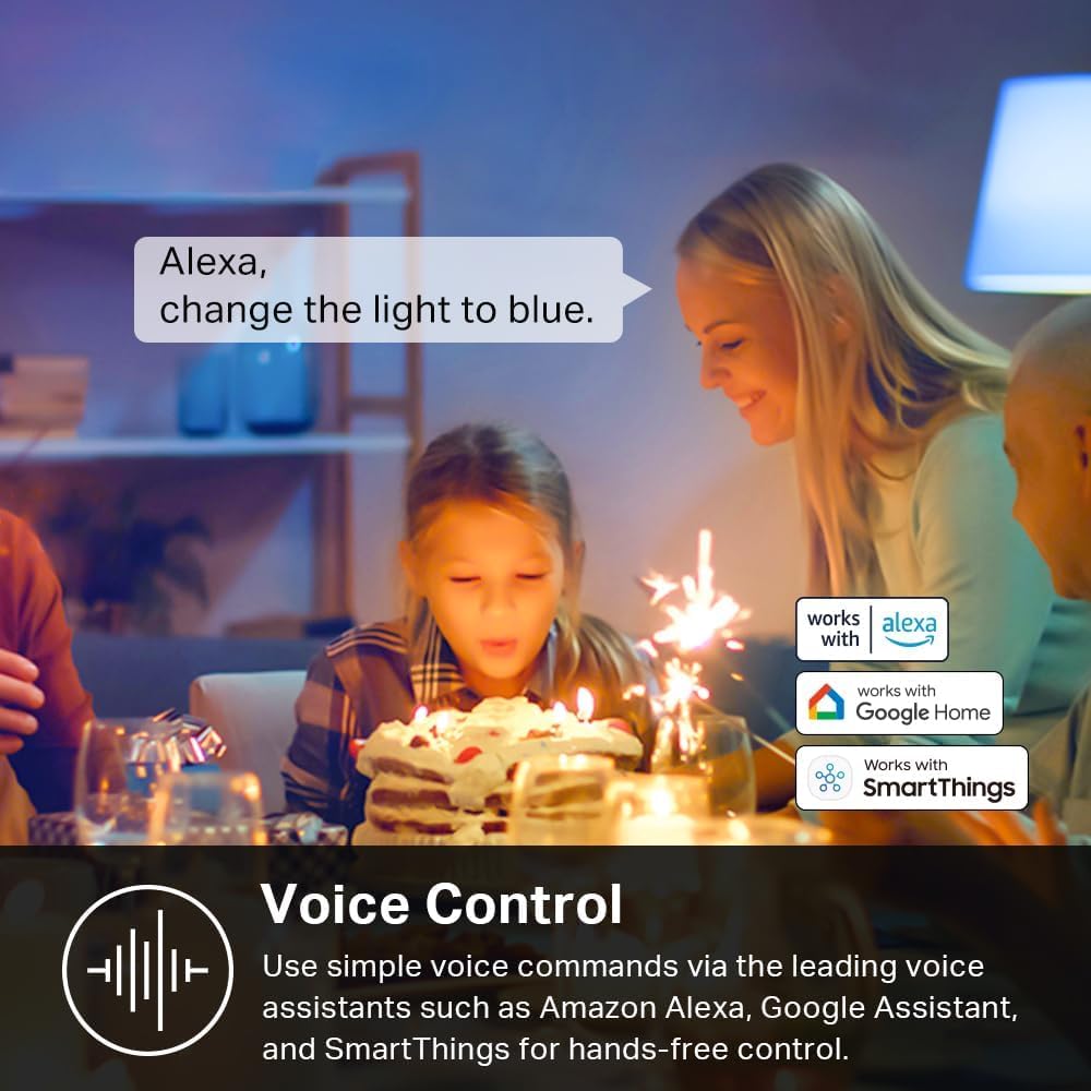 Kasa Smart Light Bulbs, Full Colour Changing Dimmable Smart WiFi Bulbs Compatible with Alexa and Google Home, A19, 9W 800 Lumens,2.4Ghz only, No Hub Required, 4-Pack (KL125P4), Multicolour ๐ All In One Marketplace Canada