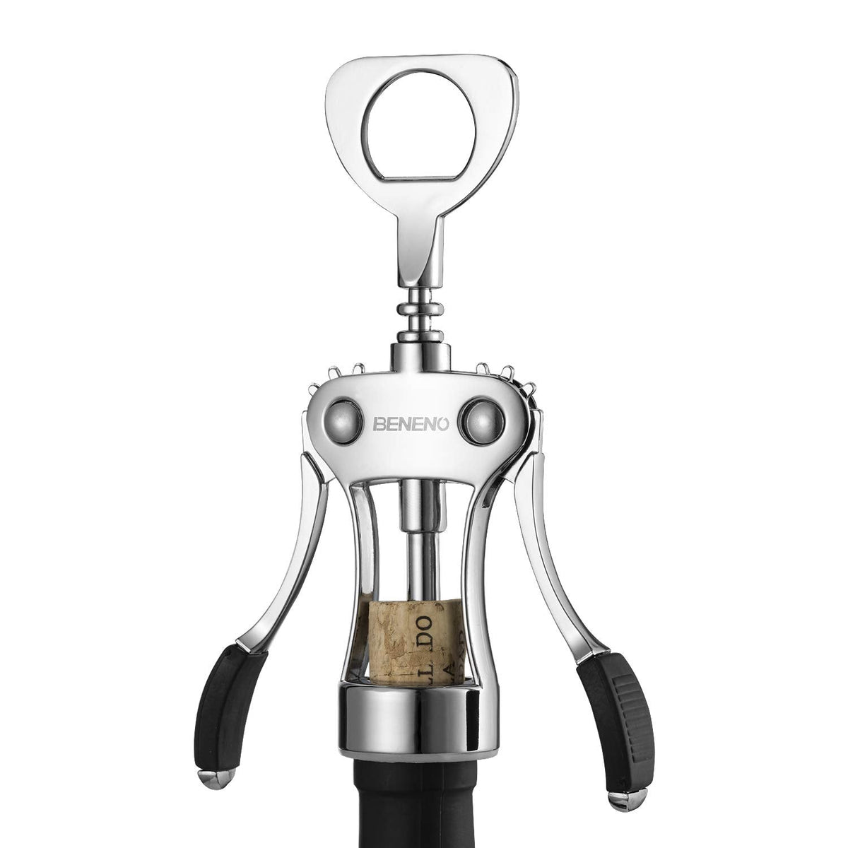 Wine Opener, BENENO Zinc Alloy Premium Wine Bottle Opener Wing Corkscrew with Multifunctional Corks and Caps Bottle Opener, Upgrade ๐ All In One Marketplace Canada