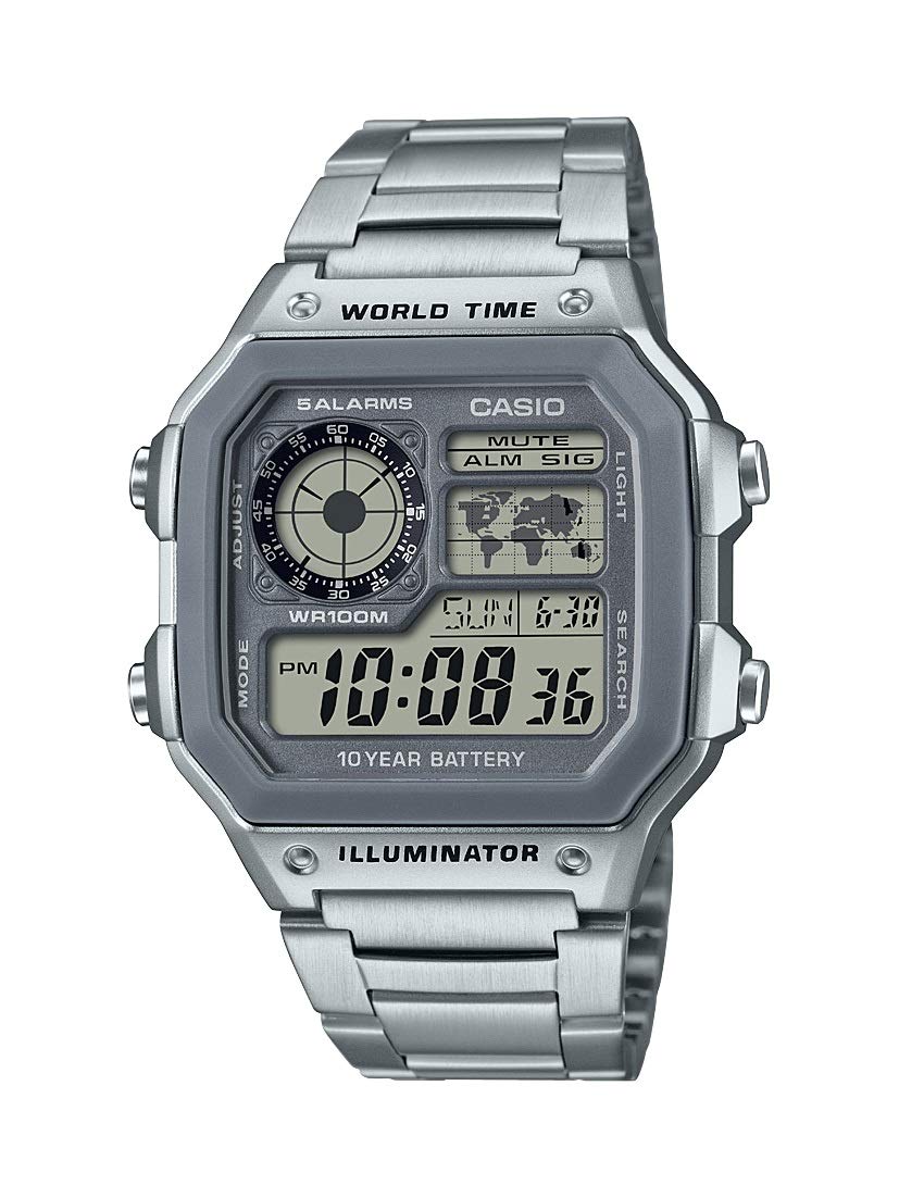 Casio Men's 10 Year Battery Quartz Watch with Stainless Steel Strap, Silver, 24.1 (Model: AE-1200WHD-7AVCF) ๐ All In One Marketplace Canada