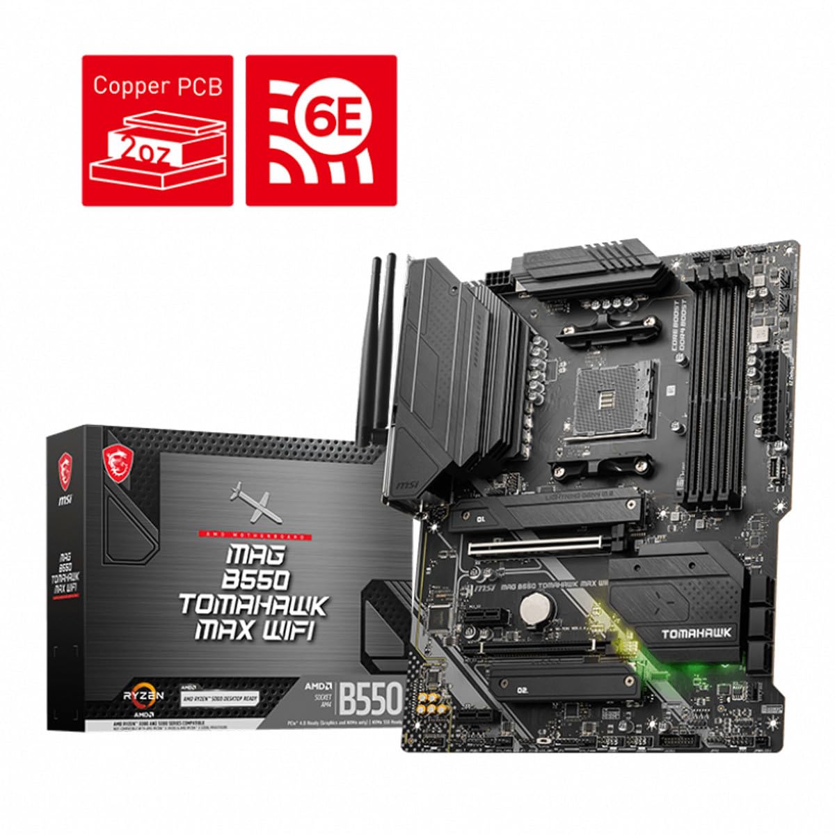 MSI MAG B550 Tomahawk MAX WiFi Gaming Motherboard AMD AM4, DDR4, PCIe 4.0, SATA 6Gb/s, M.2, USB 3.2 Gen 2, HDMI/DP, ATX, Wi-Fi 6E ๐ All In One Marketplace Canada