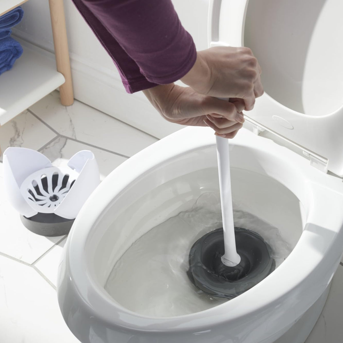 Clorox Toilet Plunger with Hideaway Caddy, Set of 2 โ for Bathroom Organization and Storage, Bathroom Accessories, Toilet Unclogger, with Holder, White ๐ All In One Marketplace Canada