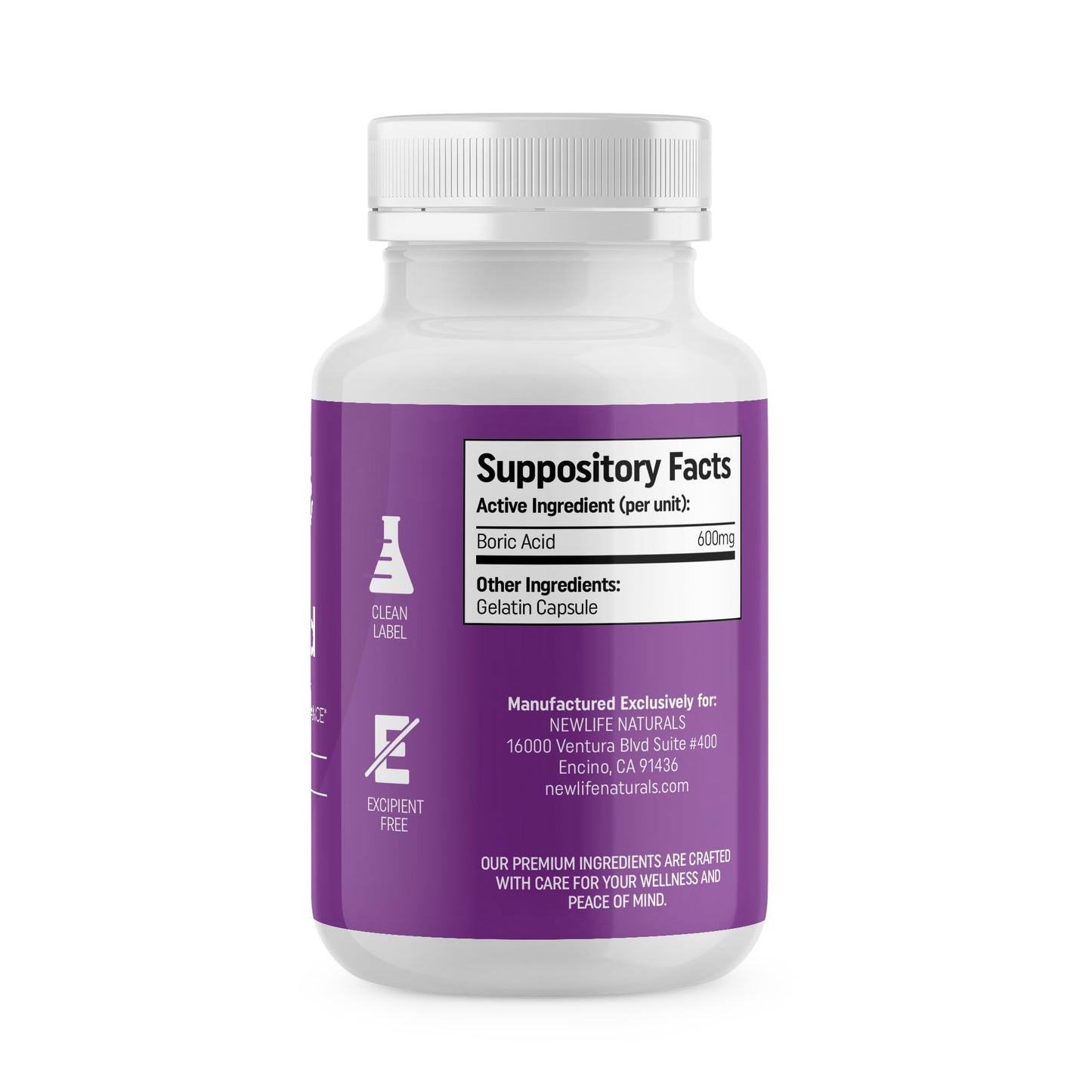 NewLife Naturals - Medical Grade Boric Acid Vaginal Suppositories - 600mg - 100% Pure Womens pH Balance Pills - Yeast Infection & Bacterial Vaginosis - 30 Capsules: Made in USA ๐ All In One Marketplace Canada