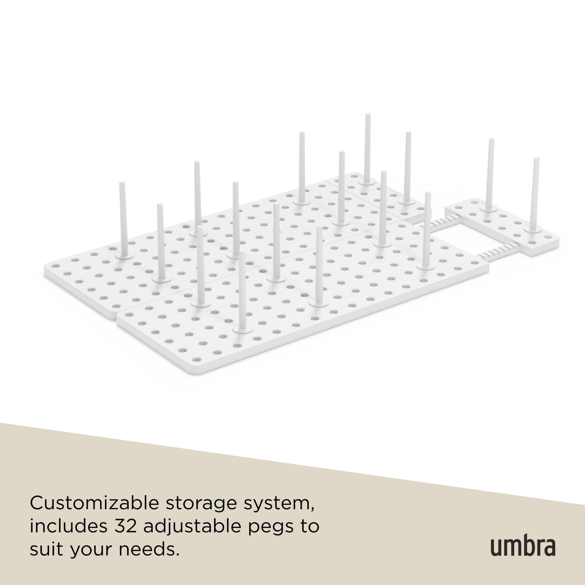 Umbra Peggy Kitchen Drawer Cupboard Organizer Tray - Adjustable Storage System For Food Containers, Cookware, Serveware, Utensils and More, White π All In One Marketplace Canada