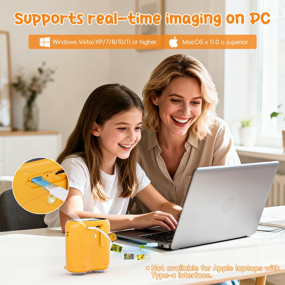 Temodu 2-in-1 Kids Microscope Telescope, 2.0" 1000X Digital Microscope for Kids, HD Portable Education Telescope for Kids Birthday Festival Gift, Science Fun Toys for Children Age 4-12 (Yellow) 🍁 All In One Marketplace Canada