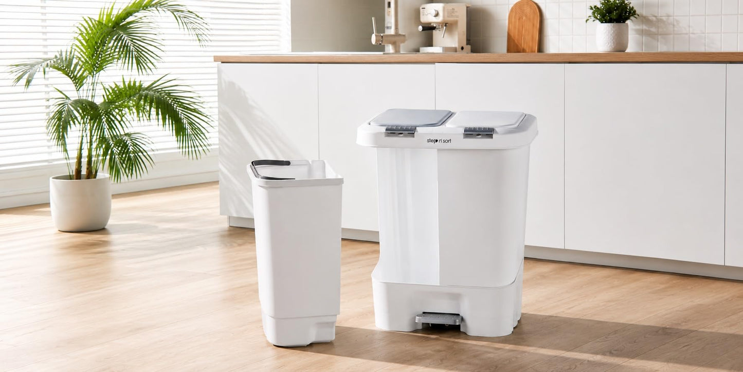 Step N’ Sort 40L Dual Compartment Recycling Bin – Slim Kitchen Waste & Recycling System (2 × 20L) 🍁 All In One Marketplace Canada