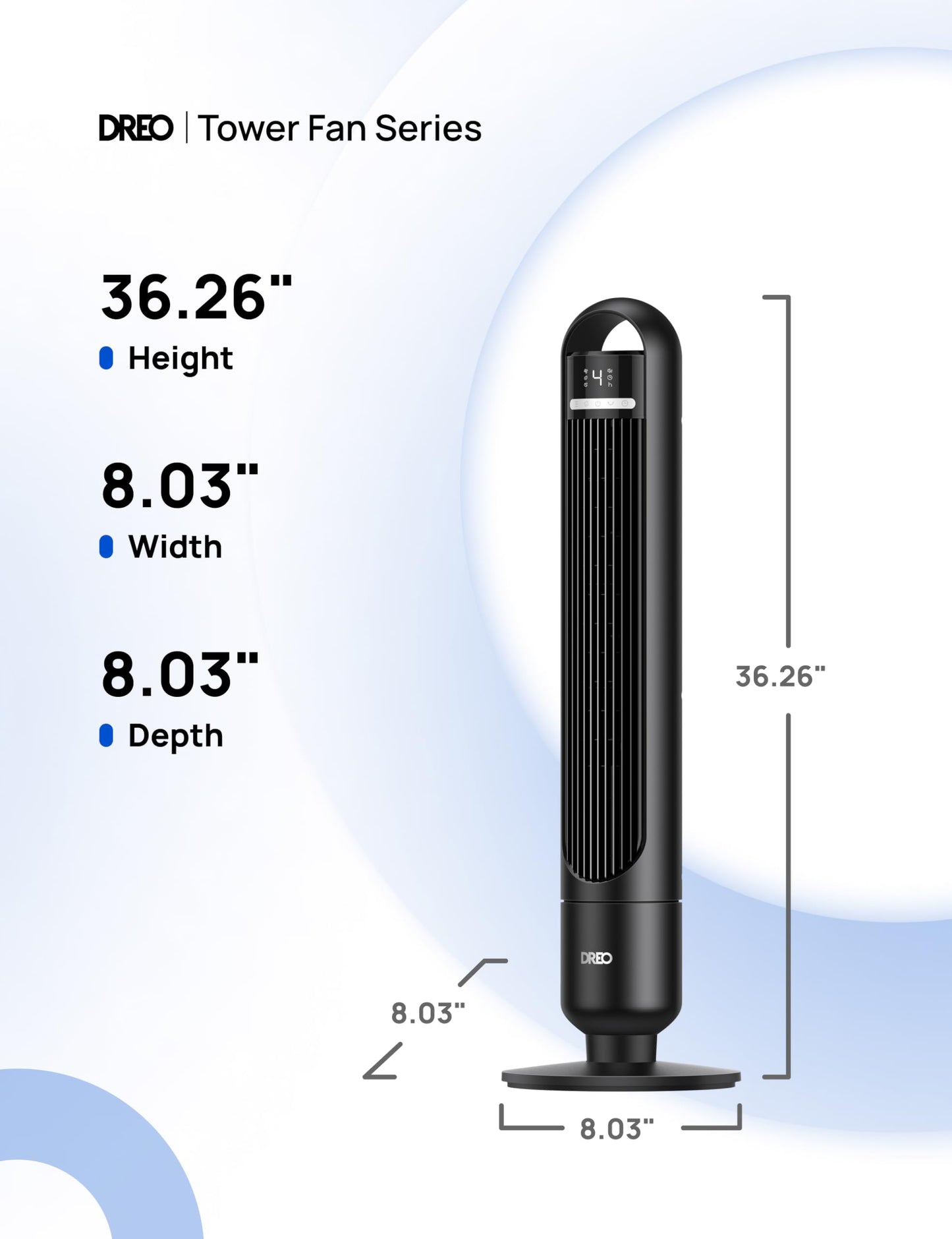 DREO Tower Fan for Bedroom, 90Β° Oscillating Standing Fans for Room with 4 Speeds, 3 Modes, 28dB Quiet for Sleep, 26ft/s Velocity, 8H Timer, Remote, Living Room, Office, Home, Black π All In One Marketplace Canada