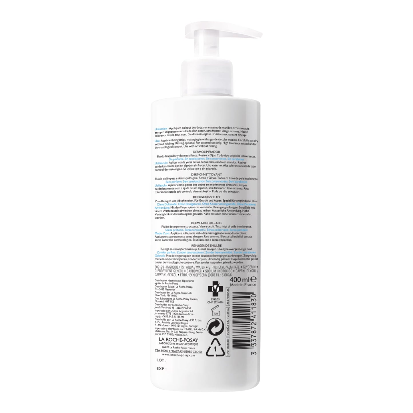 La Roche Posay Face Wash, Toleriane Dermo Cleanser, Formulated with Glycerin to Calm Irritated Skin, Gently Cleanses & Removes Makeup. Suitable for Sensitive Skin. Dermatologist Recommended, 400mL ๐ All In One Marketplace Canada