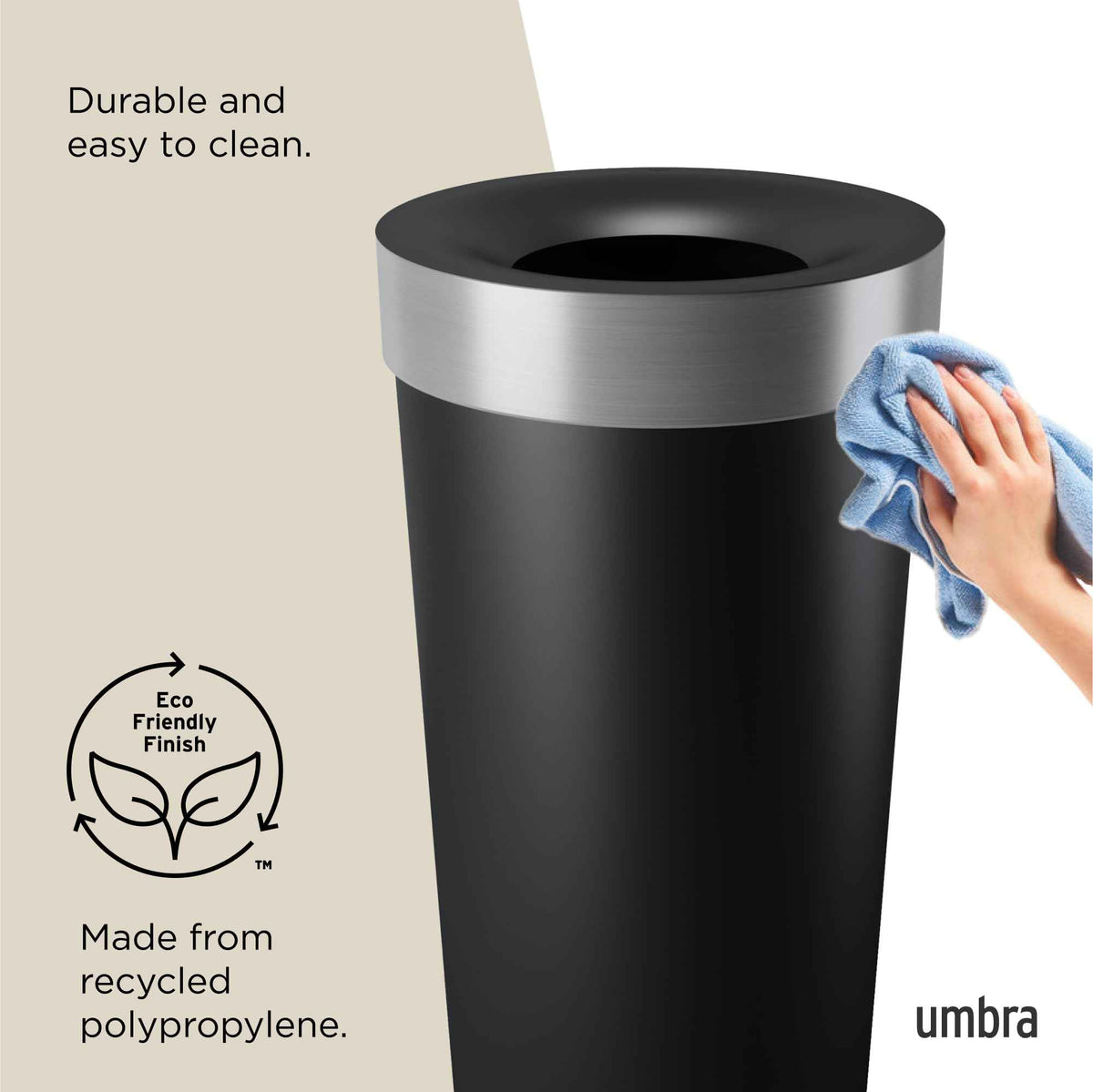 Umbra Vento Kitchen Trash Can β Large 16 Gal (62 L) Open Top Garbage Can for Home & Office β Modern Clean Design, Black/Nickel π All In One Marketplace Canada