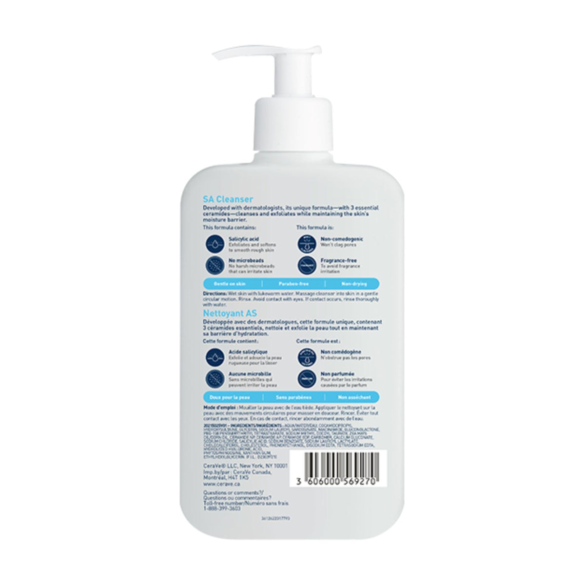 CeraVe Salicylic Acid Cleanser, Renewing Exfoliating Face Wash With Vitamin D for Normal Skin, Fragrance Free, Verified by CeraVe, 473ml ๐ All In One Marketplace Canada