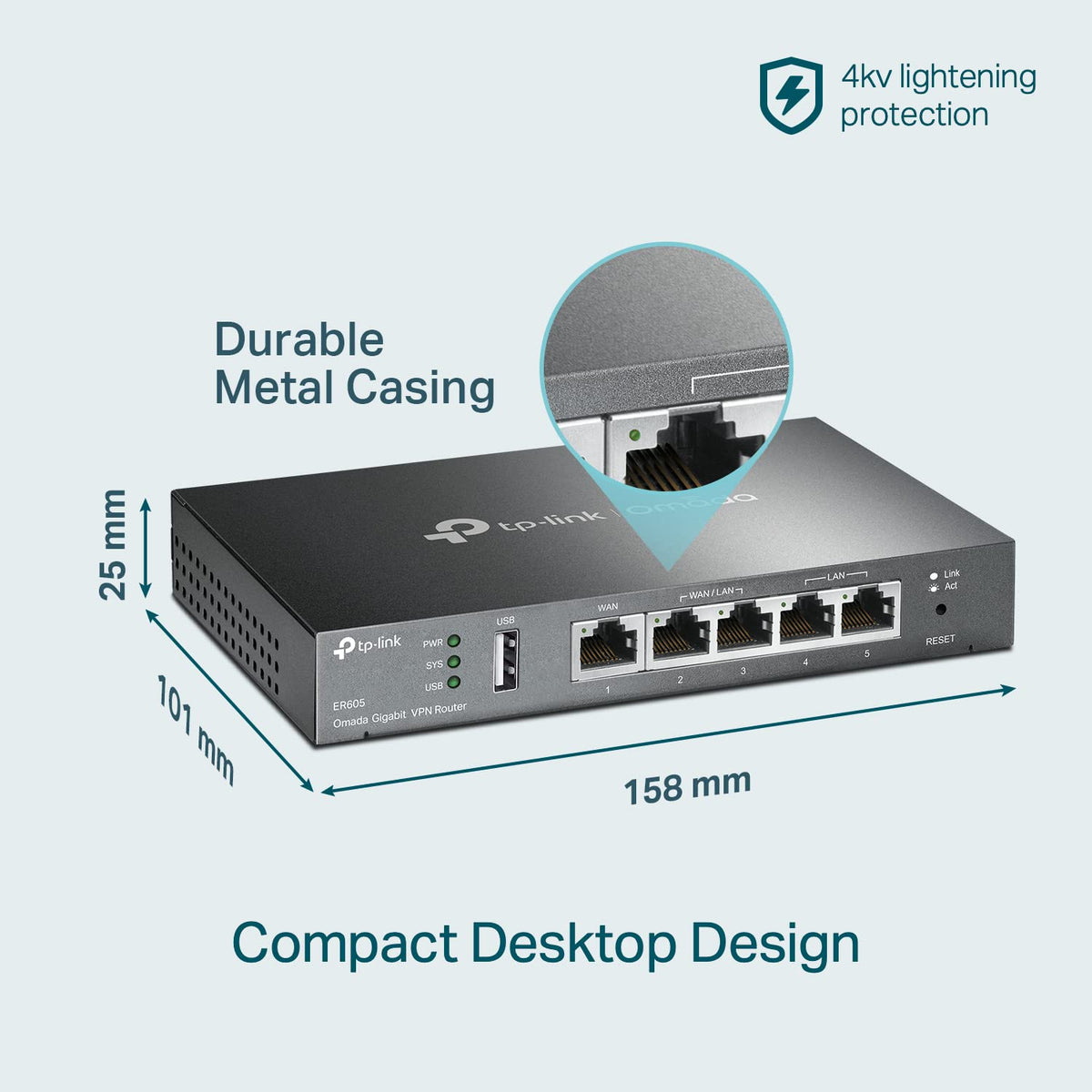 TP-Link Multi-WAN Wired VPN Router (ER605) - Up to 4 Gigabit Ports, SPI Firewall SMB, Omada SDN Integrated, Load Balance, Lightning Protection, Limited Lifetime Protection ๐ All In One Marketplace Canada