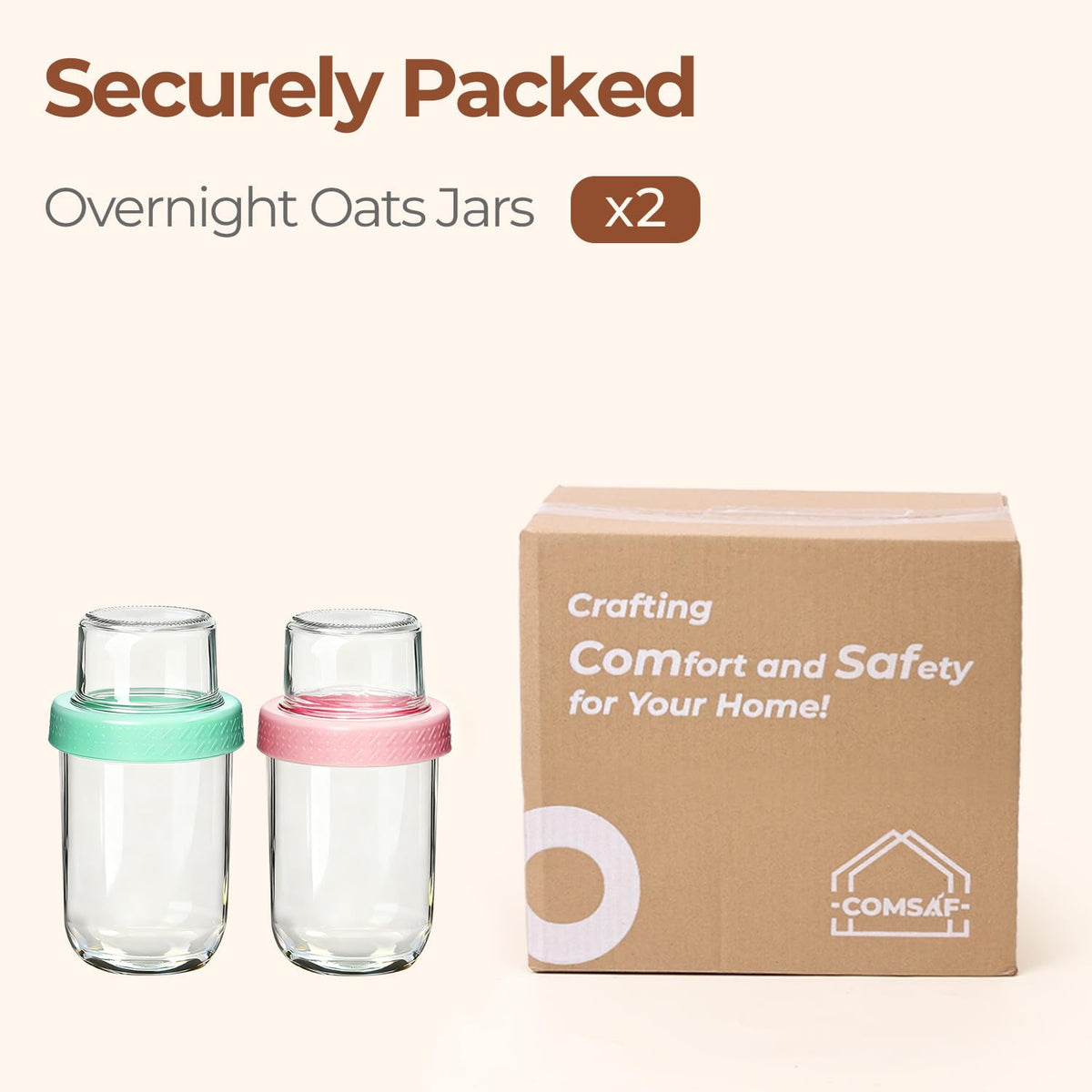 ComSaf Overnight Oats jars with Lids (16oz+4oz 2Pcs), Dual-Laryer Chia Pudding Jars with Dry and Wet Separation, Yogurt Parfait Contianer for Oatmeal Cereal Nut Fruit, Meal Prep Glass Jars for Salad 🍁 All In One Marketplace Canada