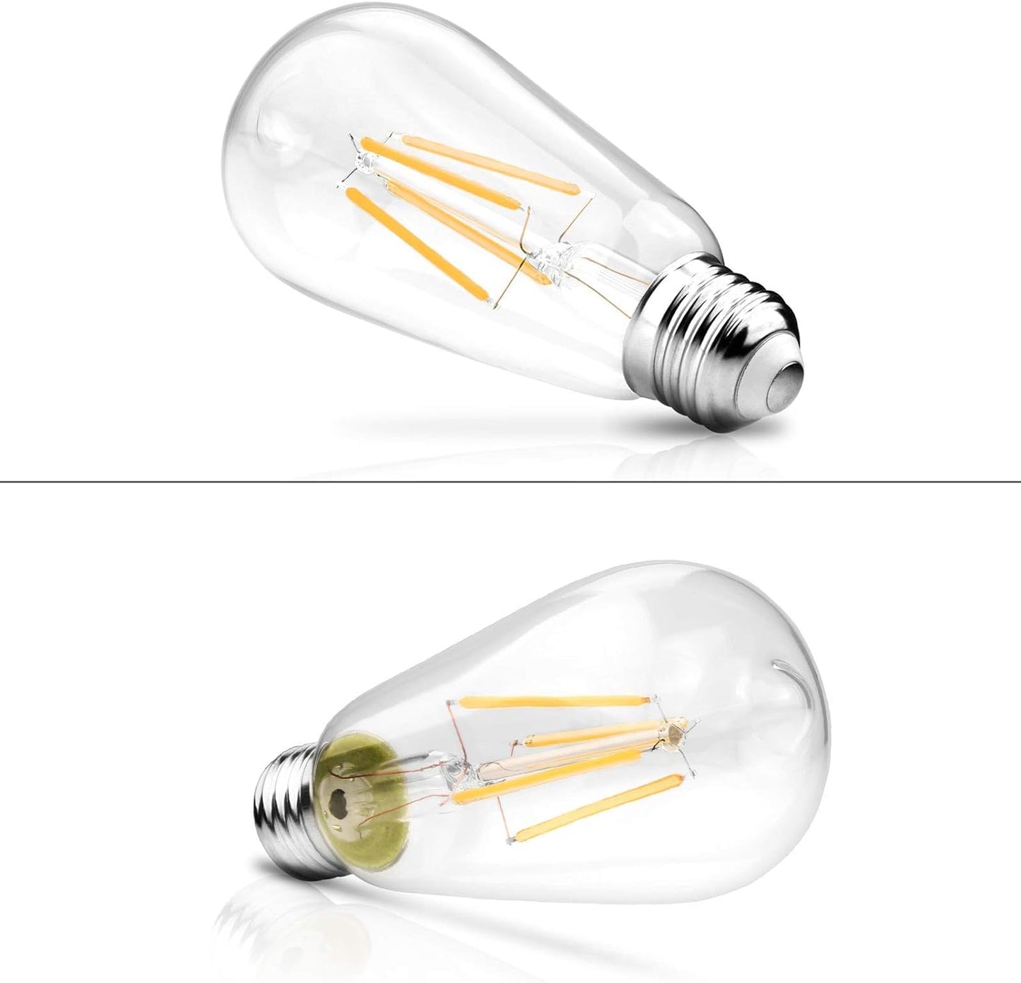Ascher Vintage LED Edison Bulbs, 6W, Equivalent 60W, Non-Dimmable, High Brightness Warm White 2700K, ST58 Antique LED Filament Bulbs with 80+ CRI, E26 Medium Base, Clear Glass, Pack of 4 ๐ All In One Marketplace Canada
