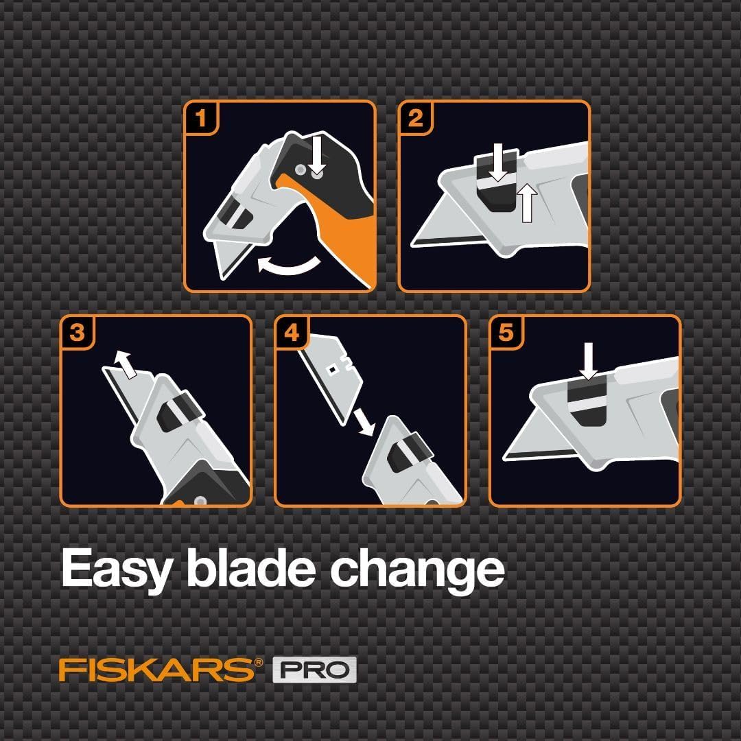 Fiskars Pro Retractable Folding Utility Knife, Box Cutter with Long-Lasting CarbonMax Razor Blade and Dual Lock Safety, Orange/Black ๐ All In One Marketplace Canada