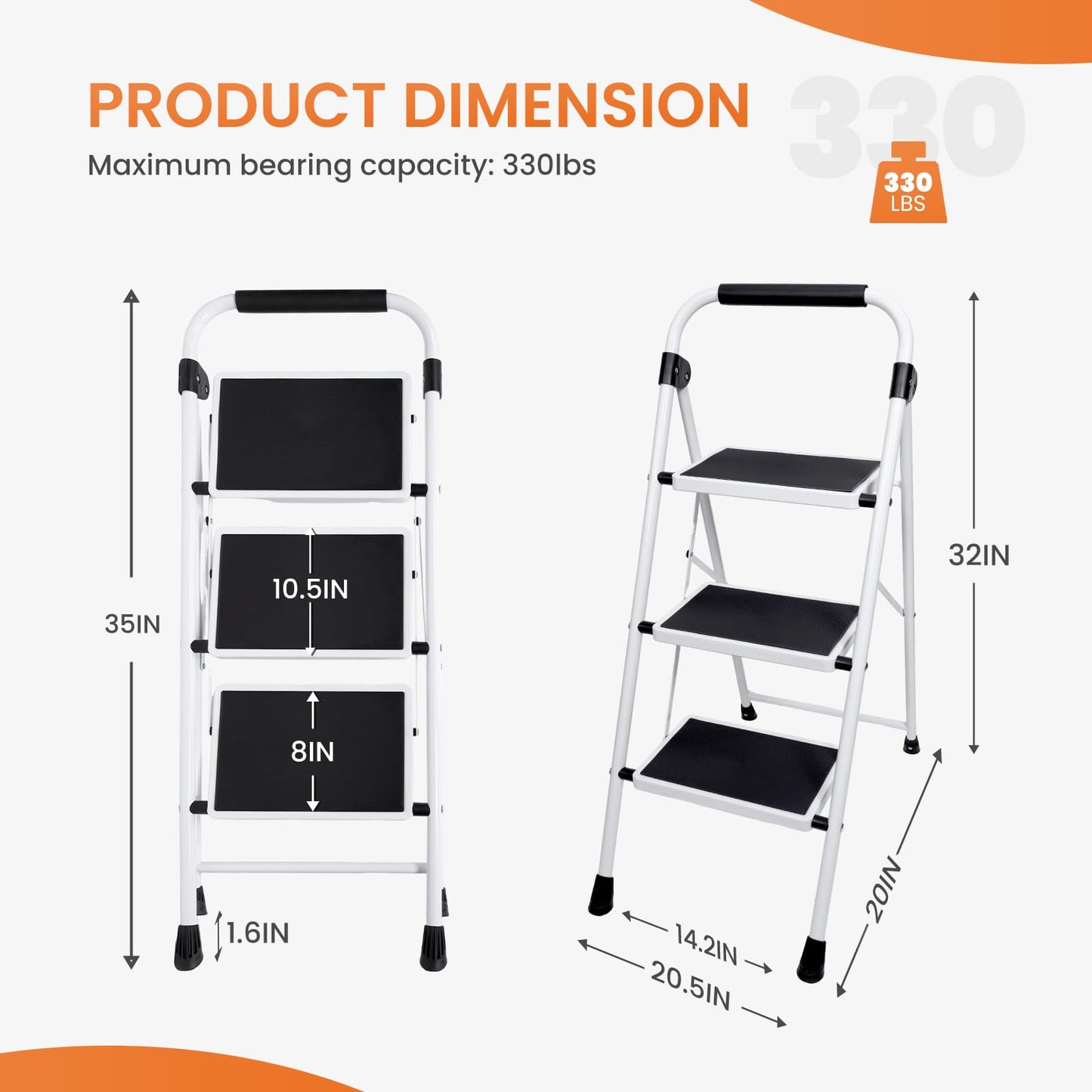 Sweetcrispy 3 Step Ladder, Folding Step Stool, Anti-Slip Pedal ๐ All In One Marketplace Canada