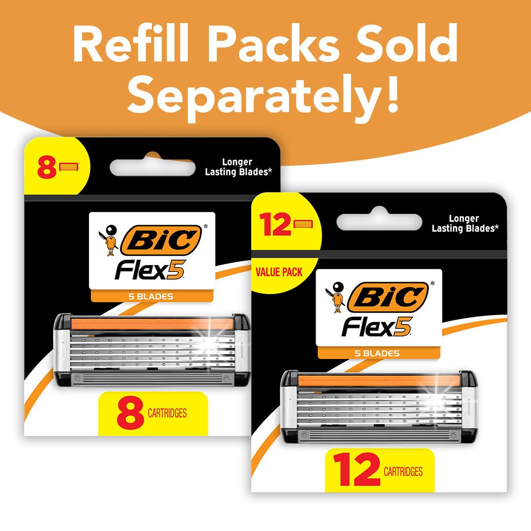 BIC Flex 5 Men's Refillable 5-Blade Razors with 1 Handle and 7 Cartridges, Up to 13 Shaves Per Cartridge, Men's Razors for First Apartment Essentials ๐ All In One Marketplace Canada