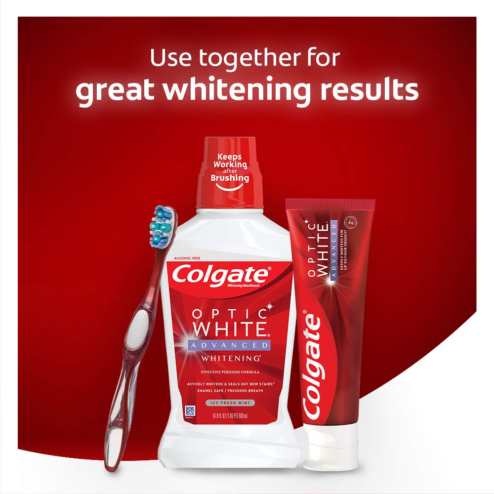 Colgate Optic White Advanced Teeth Whitening Toothpaste, Sparkling White, 133 Ml, 3 Count ๐ All In One Marketplace Canada