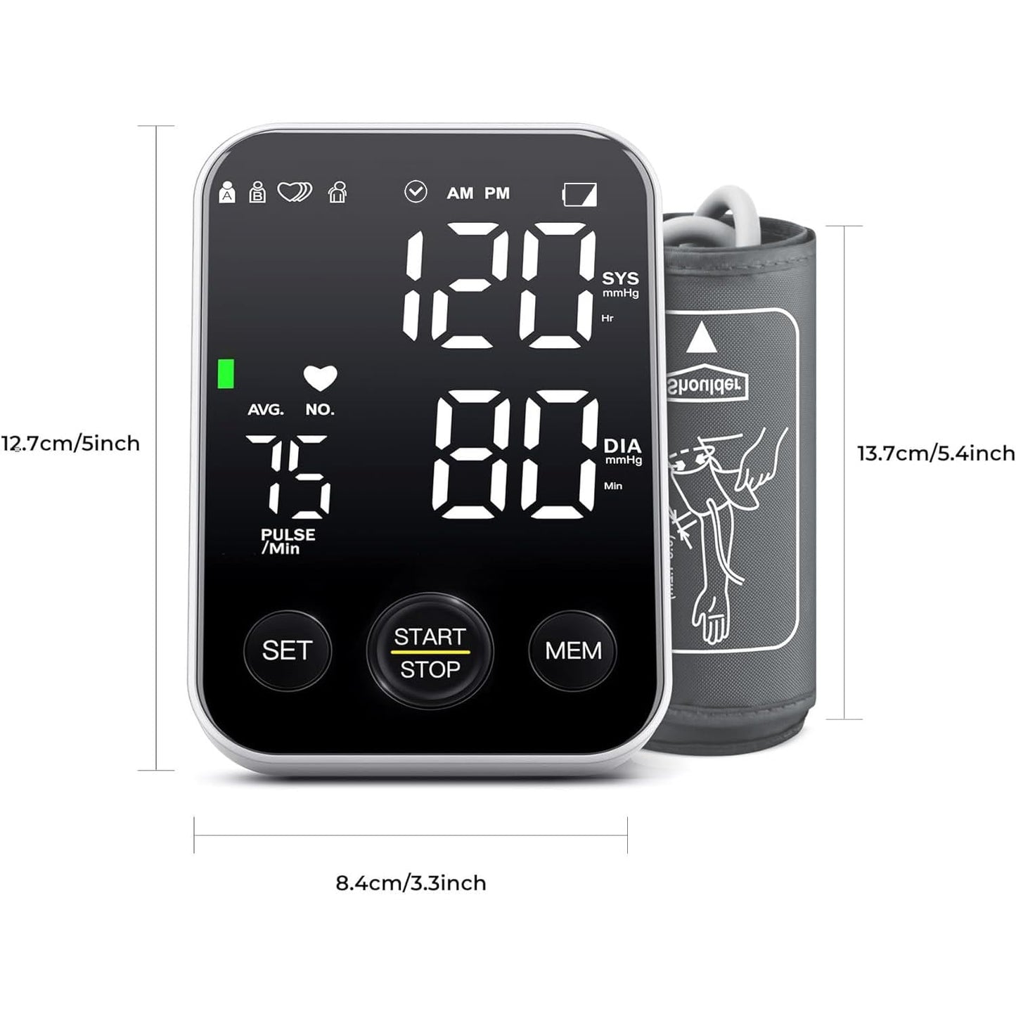 Blood Pressure Machine for Home Use Automatic Blood Pressure Monitor with 2x120 Reading Memory Adjustable Arm Cuff 8.7"-15.7" with Large LED Backlit Display Black 🍁 All In One Marketplace Canada