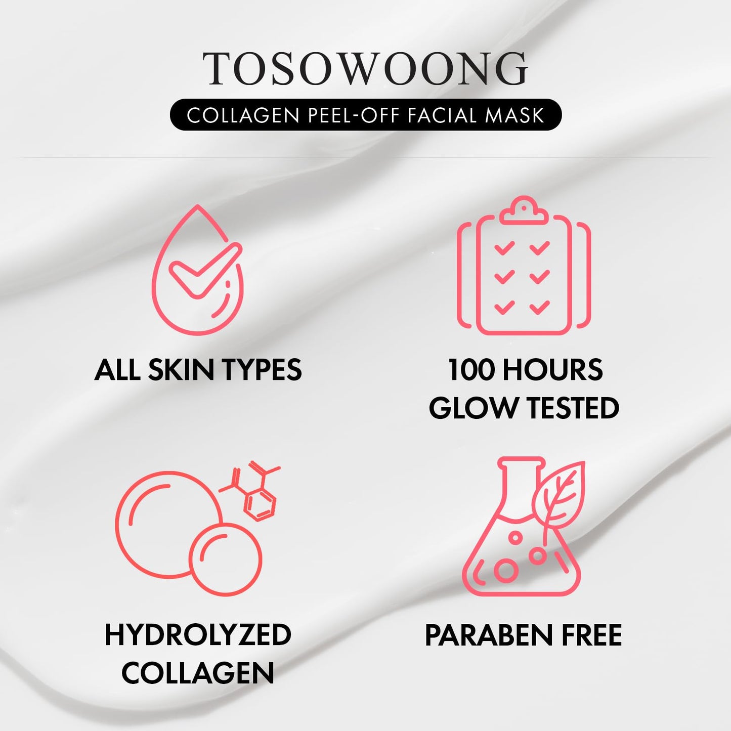 TOSOWOONG Real Collagen Fit, Hydrolyzed Collagen Wrapping Mask, Peel Off Facial Mask for elasticity, Hydrating, Glow, Glass Skin, Face Moisturizer, Self Care, Korean Skin Care, 50ml, 1.69 fl. oz. ๐ All In One Marketplace Canada