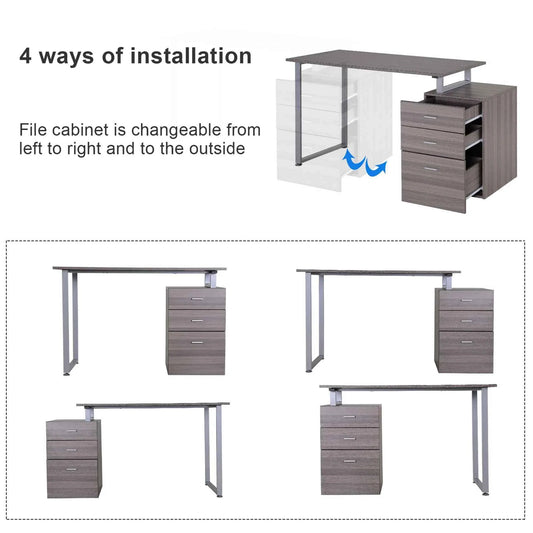 47-Inch L-Shaped Computer Desk โ Reversible File Drawers & Metal Frame, Dark Wood Grain (United States & Canada Delivery Only)