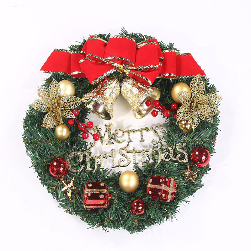 Wooden Christmas Garland Wreath Window Decoration – Red Berry Bowknot Holiday Decor, 30cm