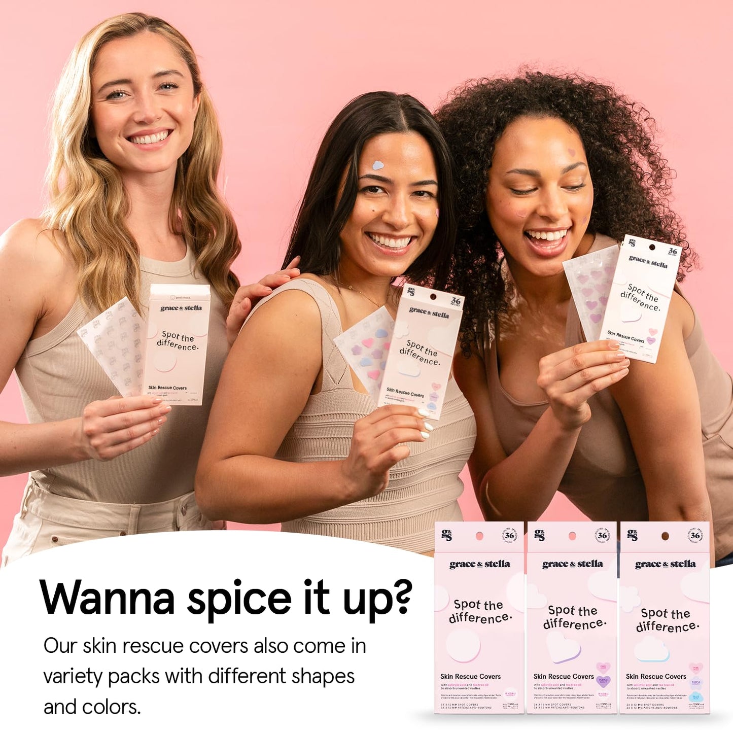 grace & stella Award Winning Skin Rescue Covers with Hydrocolloid (Multishape, 72 Count) - With Salicylic Acid and Tea Tree for Absorbing Impurities - Dermatologist Tested Skin Care, Cruelty Free, Vegan 🍁 All In One Marketplace Canada
