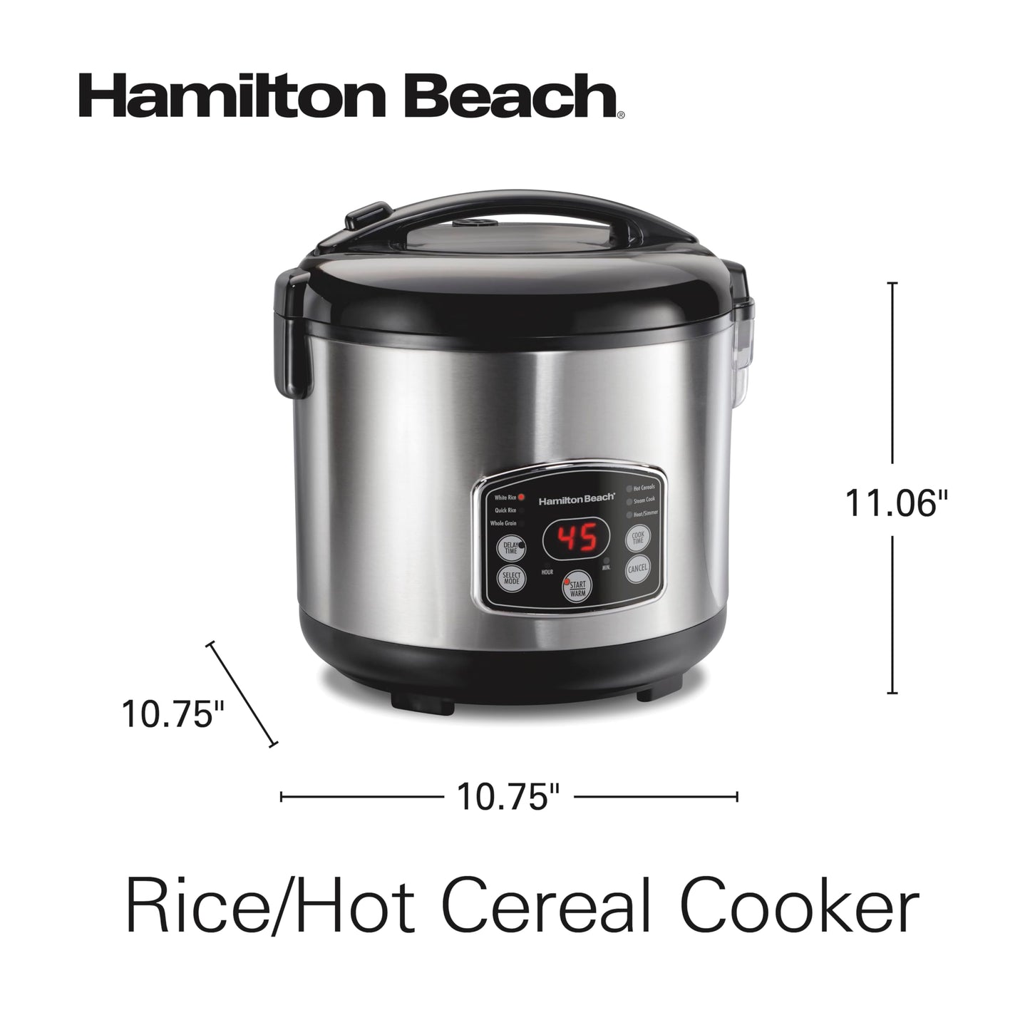 Hamilton Beach Digital Programmable Rice Cooker & Food Steamer, 14 Cups Cooked (7 Cups Uncooked), Stainless Steel, Steam & Rinse Basket, Delay Start, Model 37548MN ๐ All In One Marketplace Canada