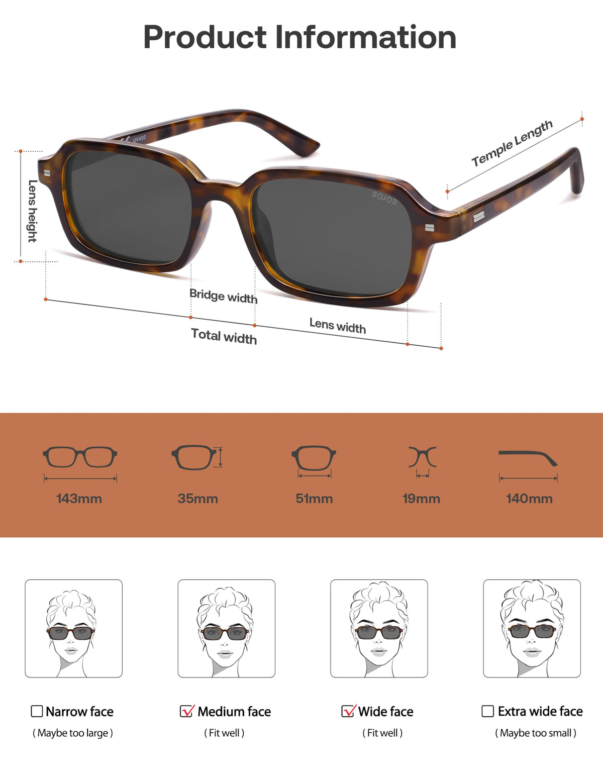 SOJOS Trendy Rectangle Polarized Sunglasses Womens Mens, Small Retro Fashion Thin Slim Square Sunnies SJ2610, Brown Tortoise/Grey ๐ All In One Marketplace Canada
