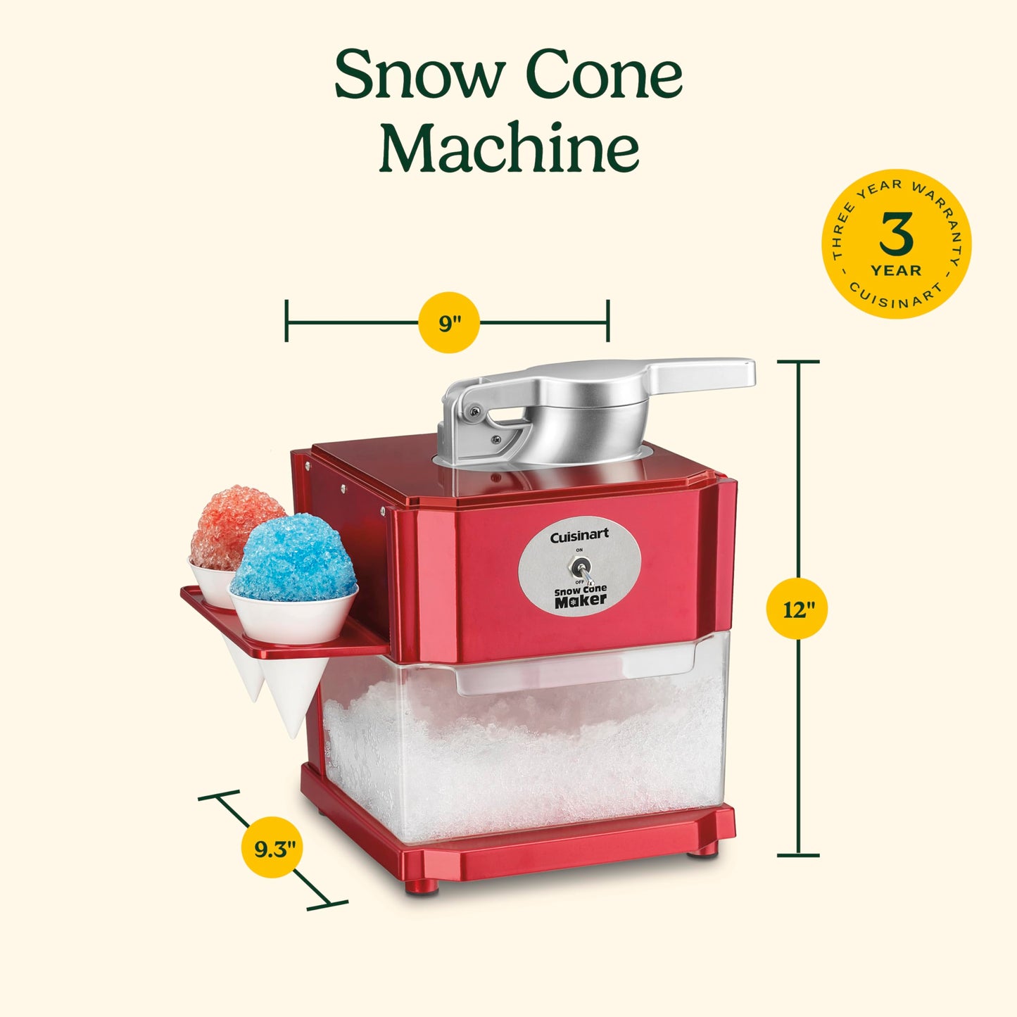 Cuisinart Snow Cone Machine, Home Shaved Ice Maker for Snow Cones, Snow Cone Maker with Reuseable Paper Cups, Makes 5 Icy Cones for Slushies, Frozen Drinks (SCM-10P1C) ๐ All In One Marketplace Canada