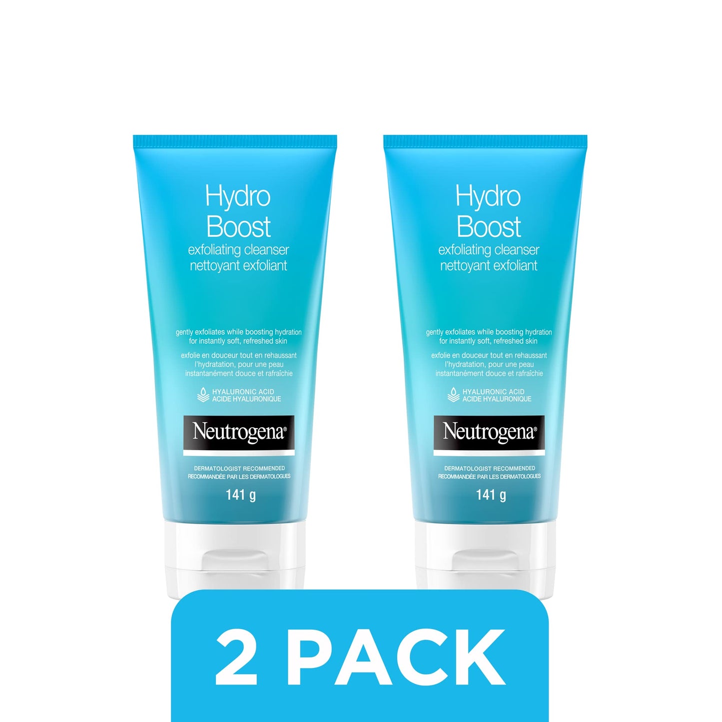 Neutrogena Hydro Boost Exfoliating Face Scrub - Hyaluronic Acid and Aha - Gel Cream Face Cleanser - Non-comedogenic - Blue, Pack of 2 (2x141ml) π All In One Marketplace Canada