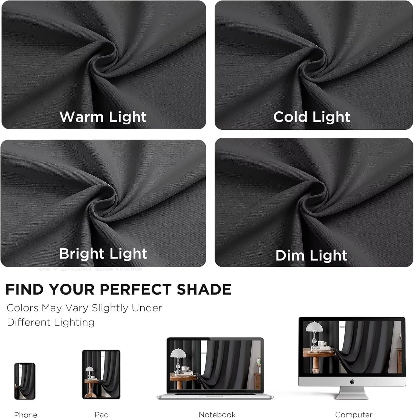 Joydeco Blackout Curtains for Bedroom 2 Panels Set (52"W x 84"L, Dark Grey) ๐ All In One Marketplace Canada