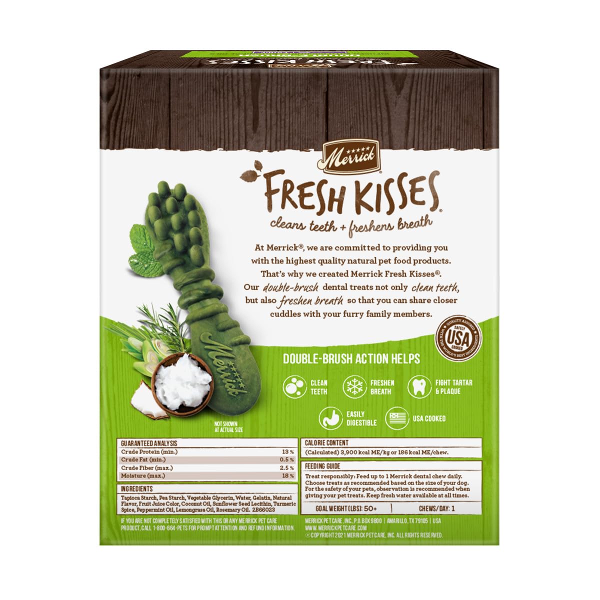 Merrick Fresh Kisses Coconut Oil + Botanicals Large Brush Dental Dog Treat - Value Box (16 ct) ๐ All In One Marketplace Canada