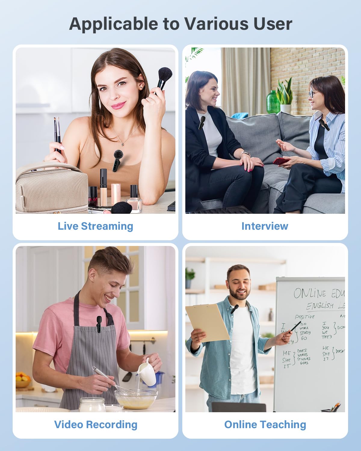 Wireless Lavalier Microphone for iPhone, iPad, Android Phone,2-Pack Mini Microphone with Noise Reduction, Auto Pairing and Mute & Reverb for Vlogging, Video Recording, TikTok, YouTube - Plug & Play 🍁 All In One Marketplace Canada
