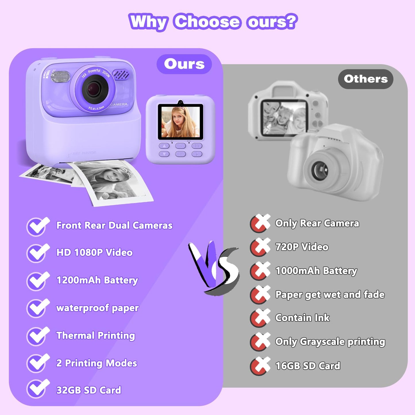 masterbee Kid Camera Instant Print Photo, Birthday Gifts for Girls and Boys, Kids Digital Camera Toys, 1080P HD Video, 3 4 5 6 7 8 9 10 11 12 Year Old Boy Gifts/Girl Gifts ๐ All In One Marketplace Canada