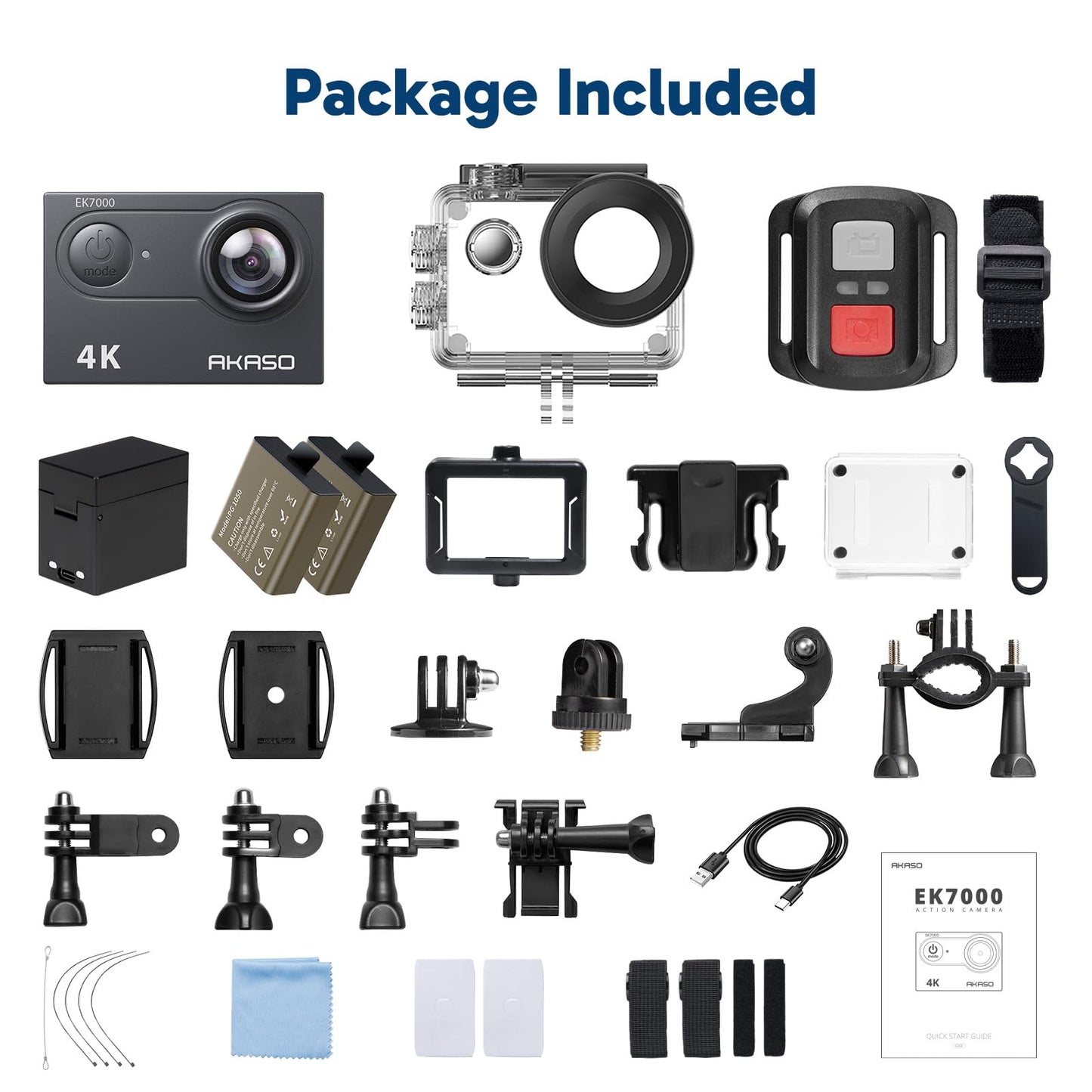 AKASO EK7000 4K30FPS 20MP WiFi Action Camera with EIS Ultra HD 131FT Waterproof Underwater Camera Remote Control 4X Zoom Support External Microphone Black ๐ All In One Marketplace Canada