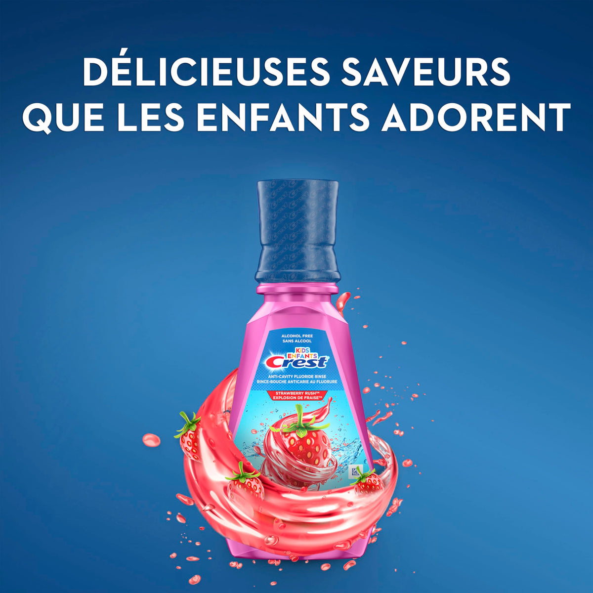 Crest Kid's Anticavity Fluoride Mouthwash, Strawberry Rush, Alcohol-Free Mouthwash for Kids 6+ to Protect Against Cavities, 4X500mL ๐ All In One Marketplace Canada