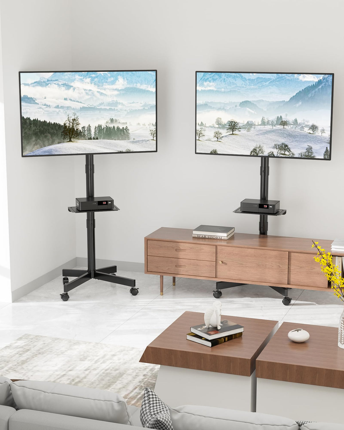 BONTEC Mobile TV Stand with Tilt Function, Rolling TV Cart for 23-60" LED, LCD, OLED TVs, Holds up to 88lbs, Max VESA 400x400mm, Adjustable Media Shelf, TV Stand for Living Room, Bedroom, Office ๐ All In One Marketplace Canada