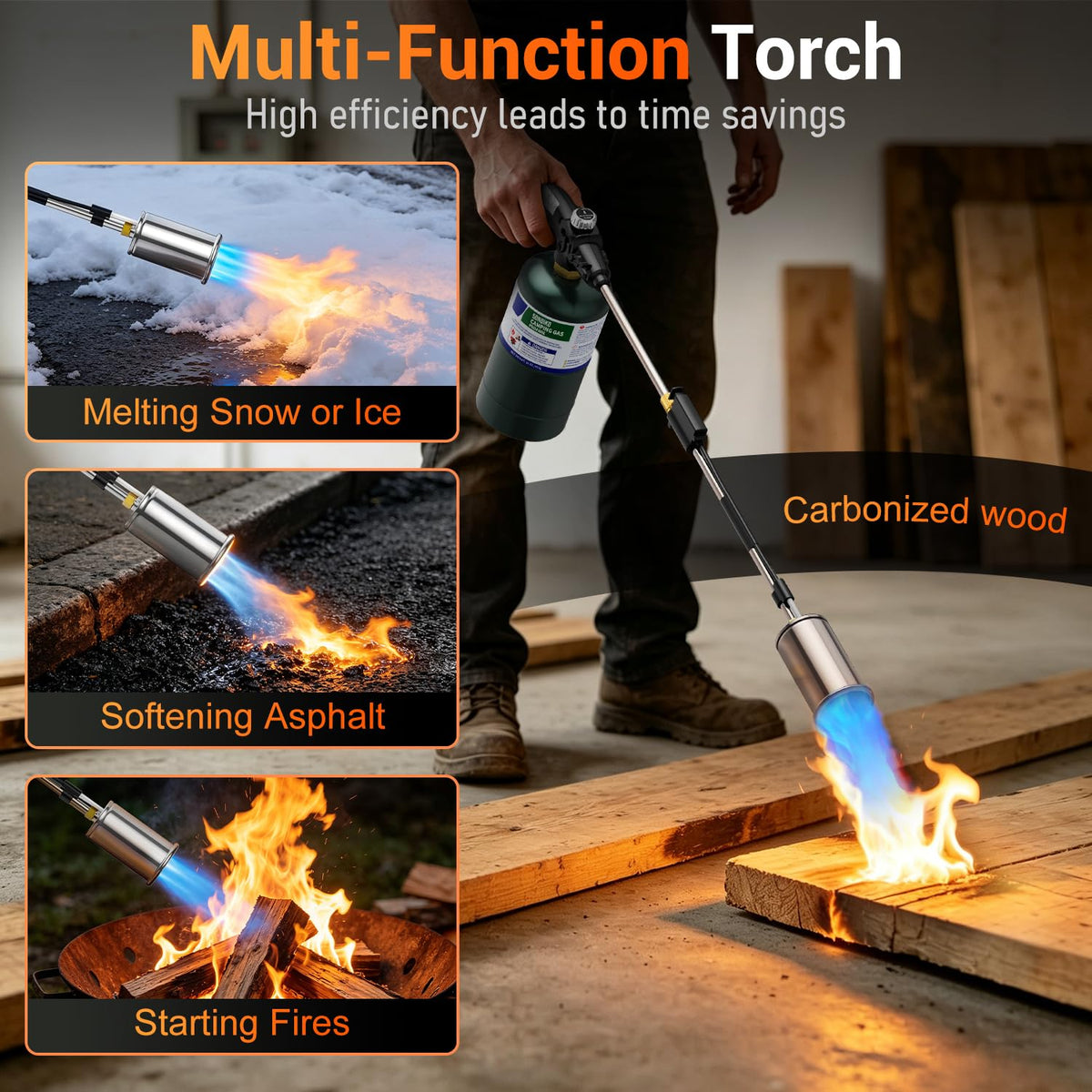 Sondiko Propane Torch Weed Burner, Ideal Weed Torch, Gas Welding Equipment, Heavy Duty Blow Torch with Turbo Trigger for Garden Stumps Wood Snow and Roofing 🍁 All In One Marketplace Canada