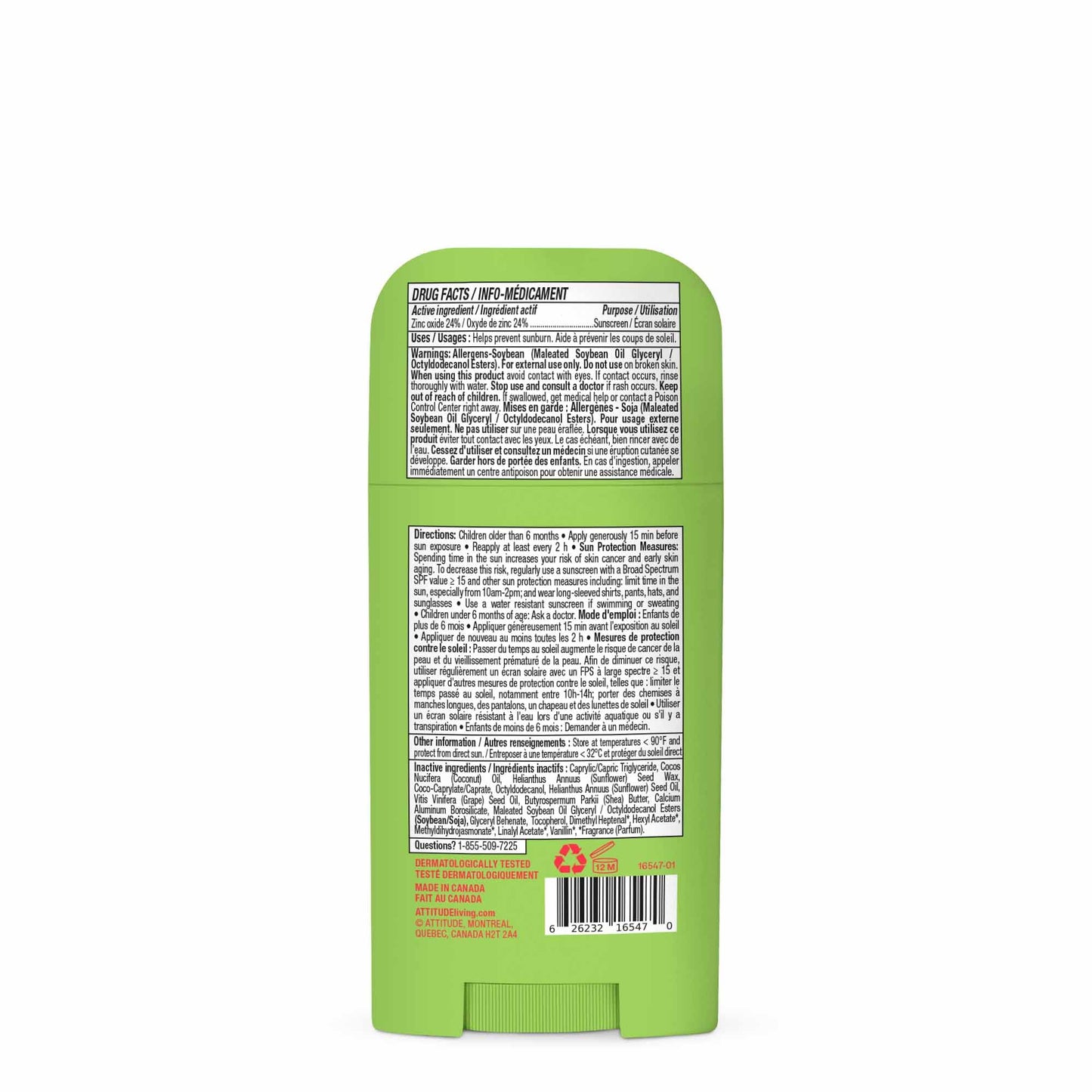ATTITUDE Kids Mineral Sunscreen Stick SPF 50, Broad Spectrum Zinc Oxide, EWG Verified, Non-Nano, Mess-Free Stick for Face & Body, Lightweight Non-Greasy, Vegan, Watermelon & Coco Scent, 60 grams ๐ All In One Marketplace Canada