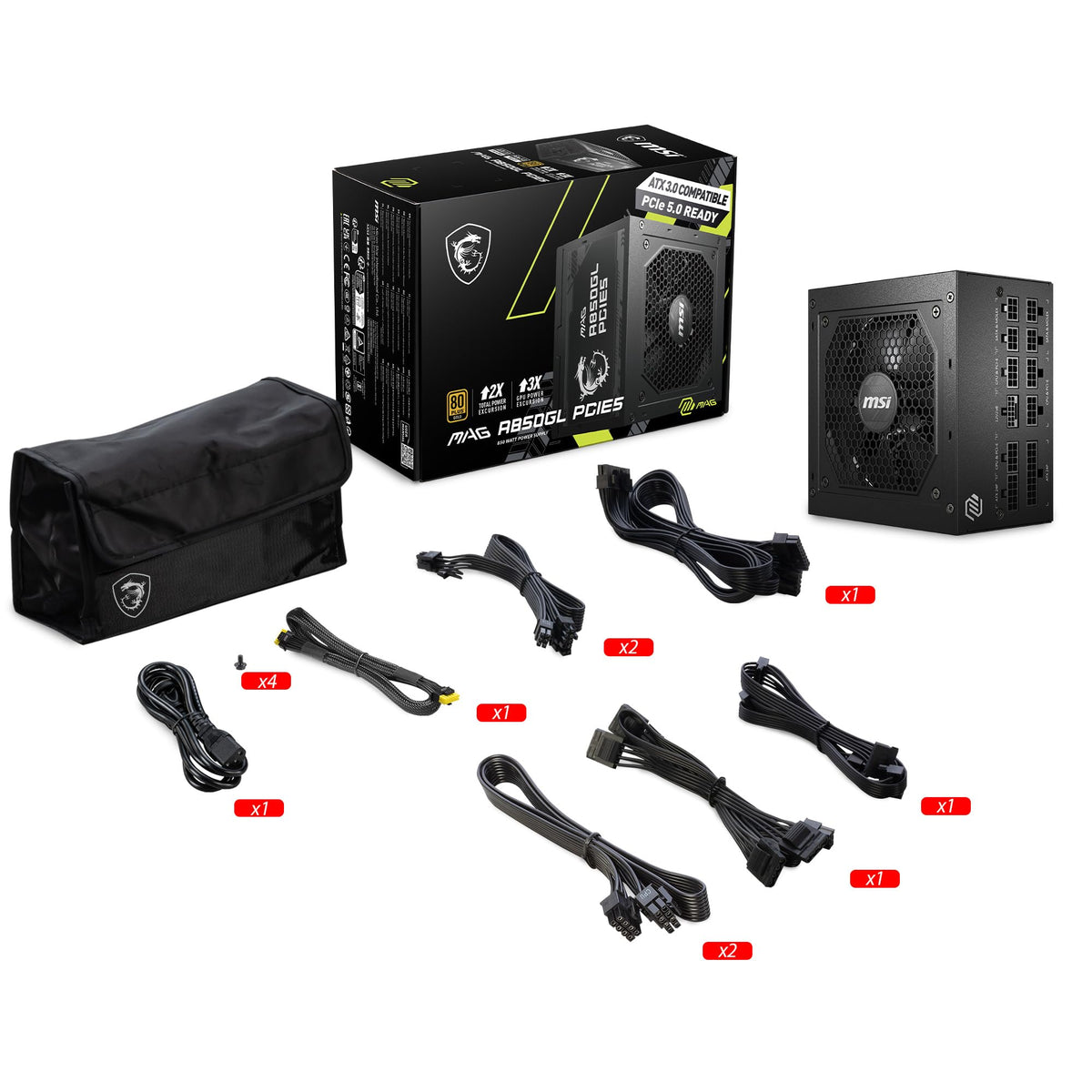 MSI MAG A850GL PCIE5, Fully Modular Compact Gaming 850W Power Supply, 80+ Gold, ATX 3.1 & PCIe 5.1 Ready, Native Dual-Color 12V-2x6 Cable, 10 Year Warranty ๐ All In One Marketplace Canada