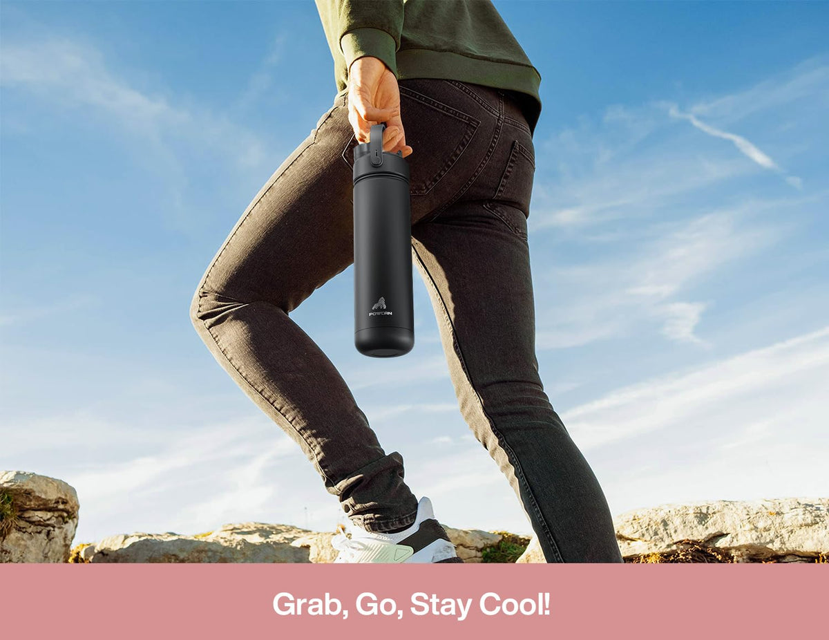 POWCAN 26 oz Insulated Water Bottle with 2-in-1 Straw and Spout Lid, Keep Cold 24H, Leak-Proof, Fits in Car Cup Holder, Stainless Steel Water Bottle for Sports, Travel, and School (Cotton Candy) ๐ All In One Marketplace Canada