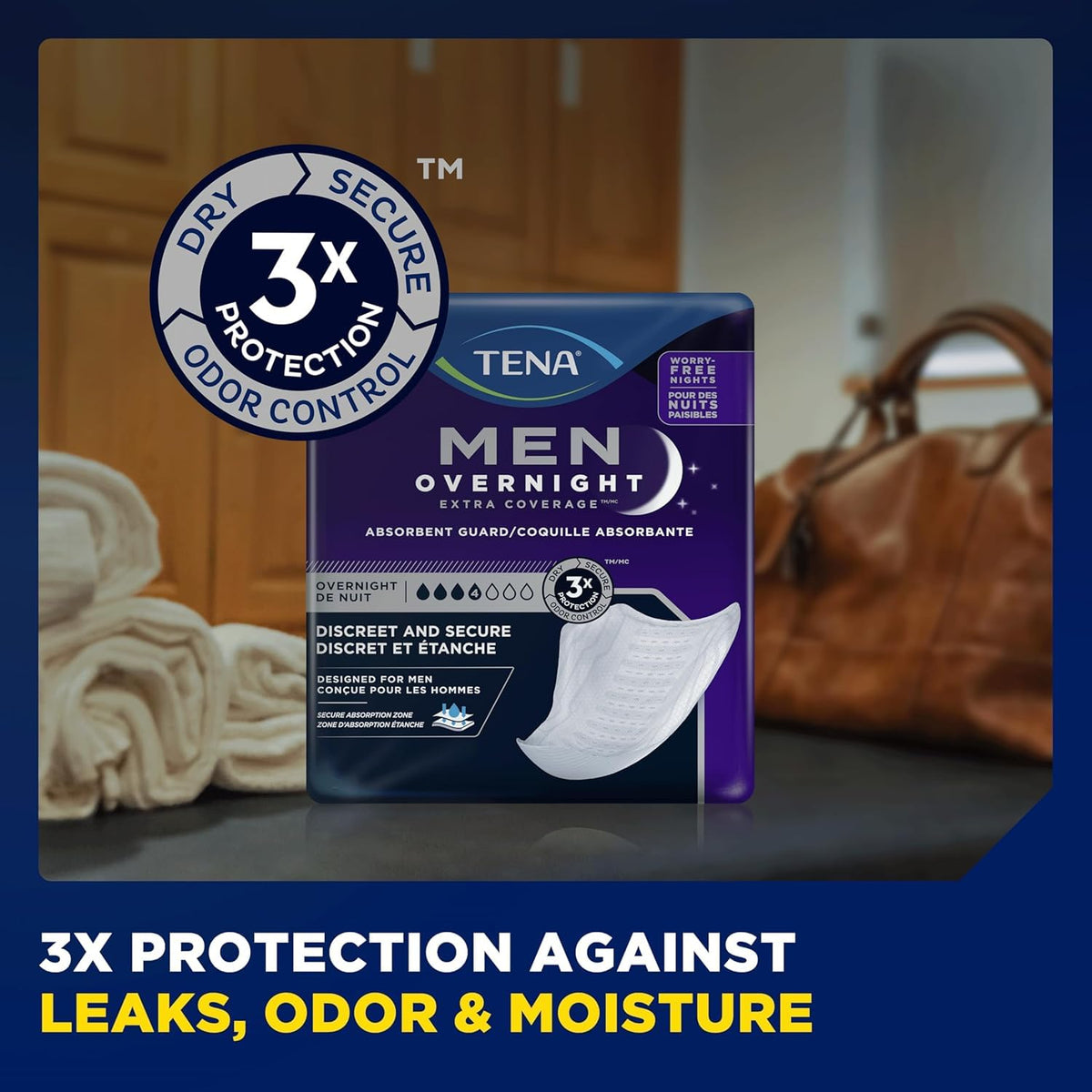 TENA Men Incontinence, Discrete Disposable, Guards, Comfortable Fit, Overnight Protection, Universal Fit, 90 Count ๐ All In One Marketplace Canada