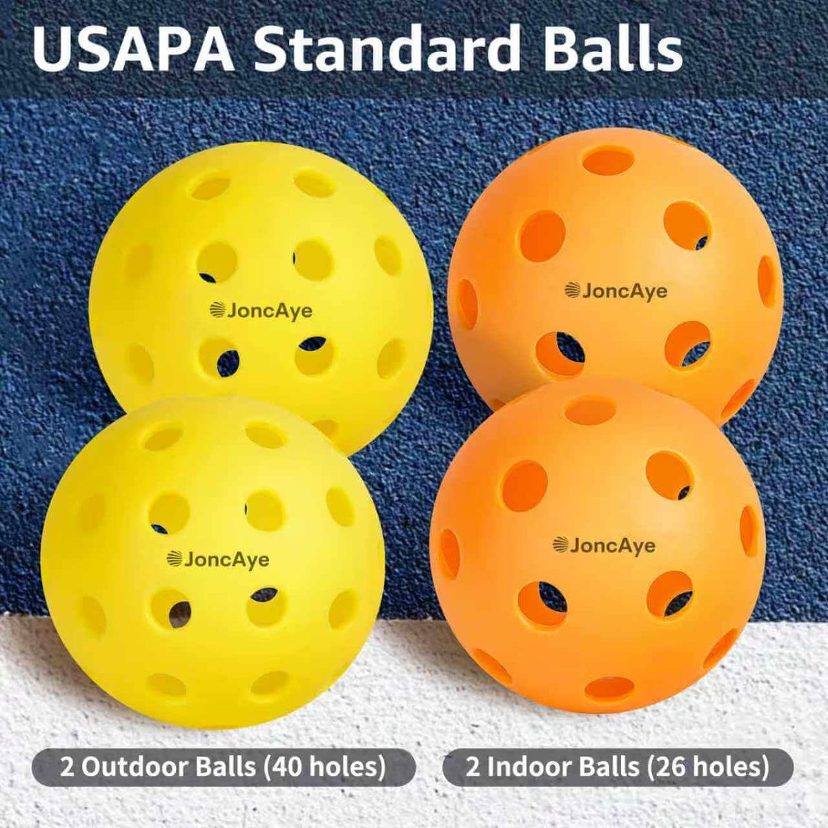 JoncAye Pickle-Ball Paddles Set of 2, Graphite Fiberglass Raquette with Indoor Outdoor Balls, Bag, Grip Tape, USAPA Approved Rackets for Beginners Intermediate All Levels ๐ All In One Marketplace Canada