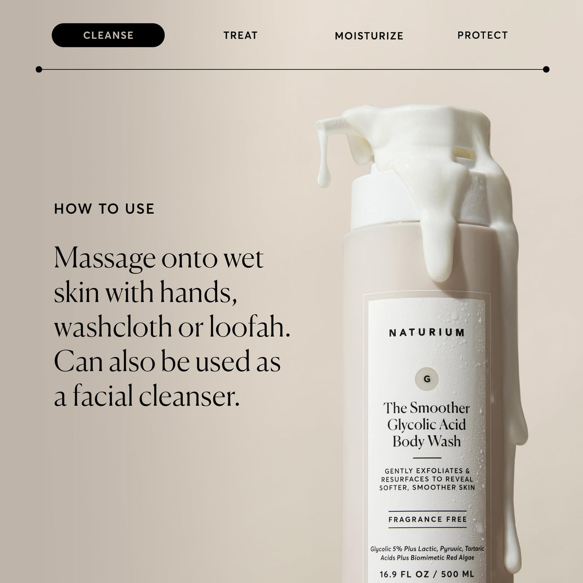 Naturium The Smoother Glycolic Acid Exfoliating Body Wash | With an AHA Blend of Glycolic & Lactic Acids, For Rough, Uneven Skin | 16.9 FL OZ / 500 ml π All In One Marketplace Canada