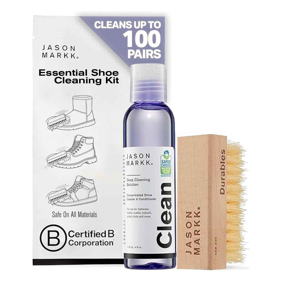 Shoe Cleaner Kit - Jason Markk Premium Shoe Cleaning Kit with Brush | Sneaker Cleaner for All Footwear | Removes Dirt & Stains on Leather, Suede, Canvas, Sneakers, UGGs | 4 oz Professional Formula ๐ All In One Marketplace Canada