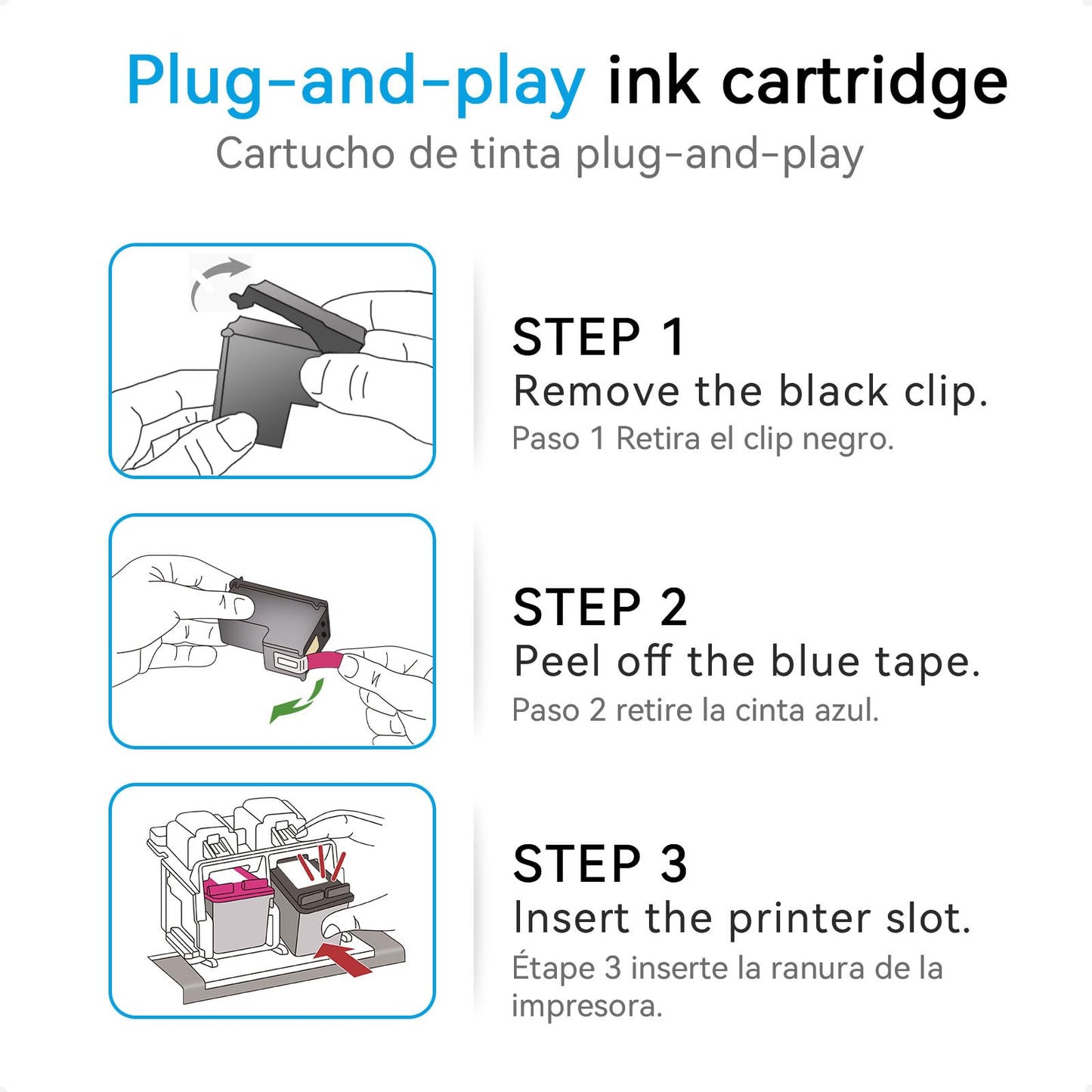 63XL Ink Cartridge Black/Colour Compatible for HP 63 Ink Cartridges Compatible for Envy 4520 4522 3634 OfficeJet 3830 4650 5252 5258 5260 DeskJet 3636 1111 3630 Printer ๐ All In One Marketplace Canada