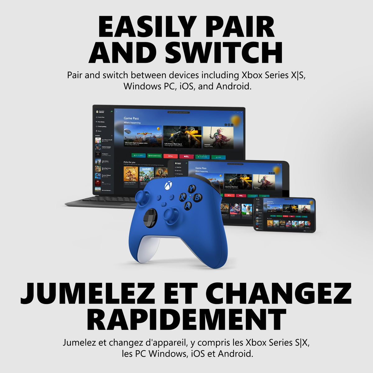 XBOX Core Wireless Gaming Controller โ Shock Blue for Series X|S, One, Windows PC, Android, and iOS ๐ All In One Marketplace Canada